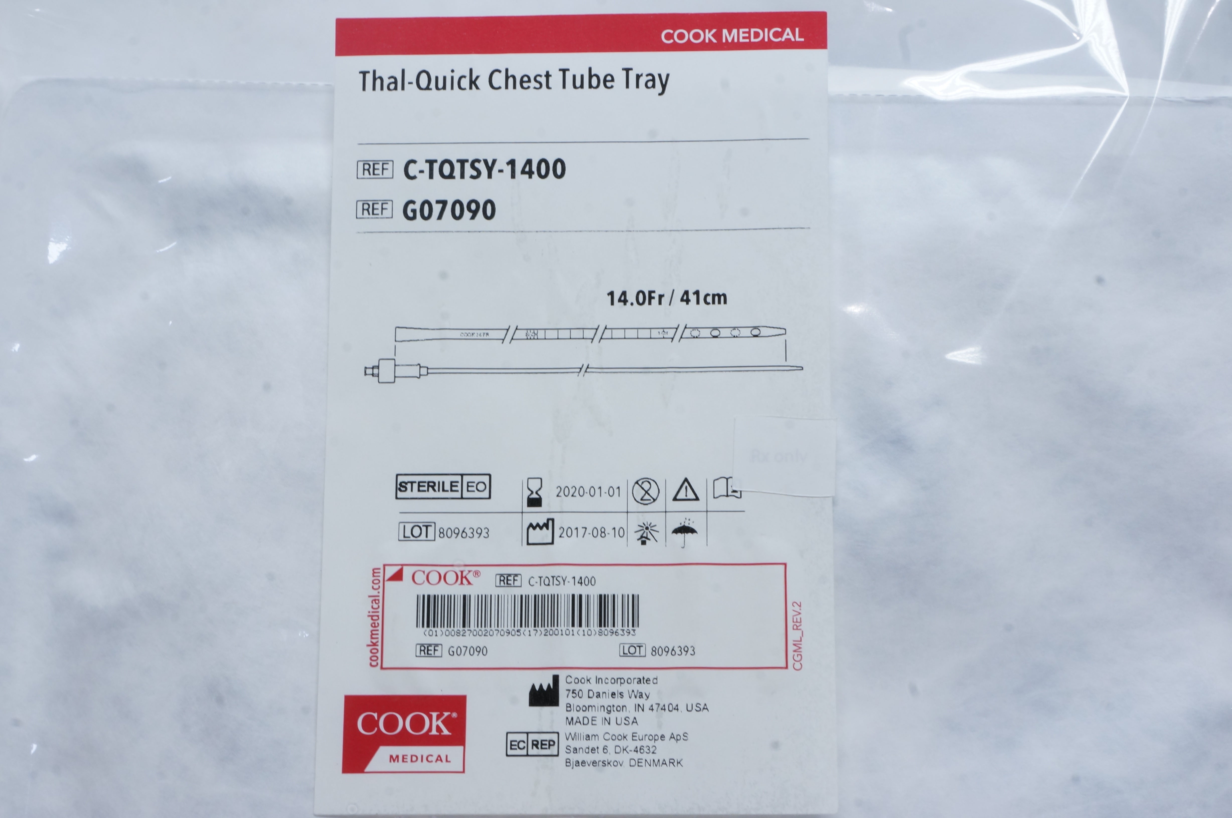 Cook Medical G07090 Thal-Quick Chest Tube Tray 14Fr. (x)