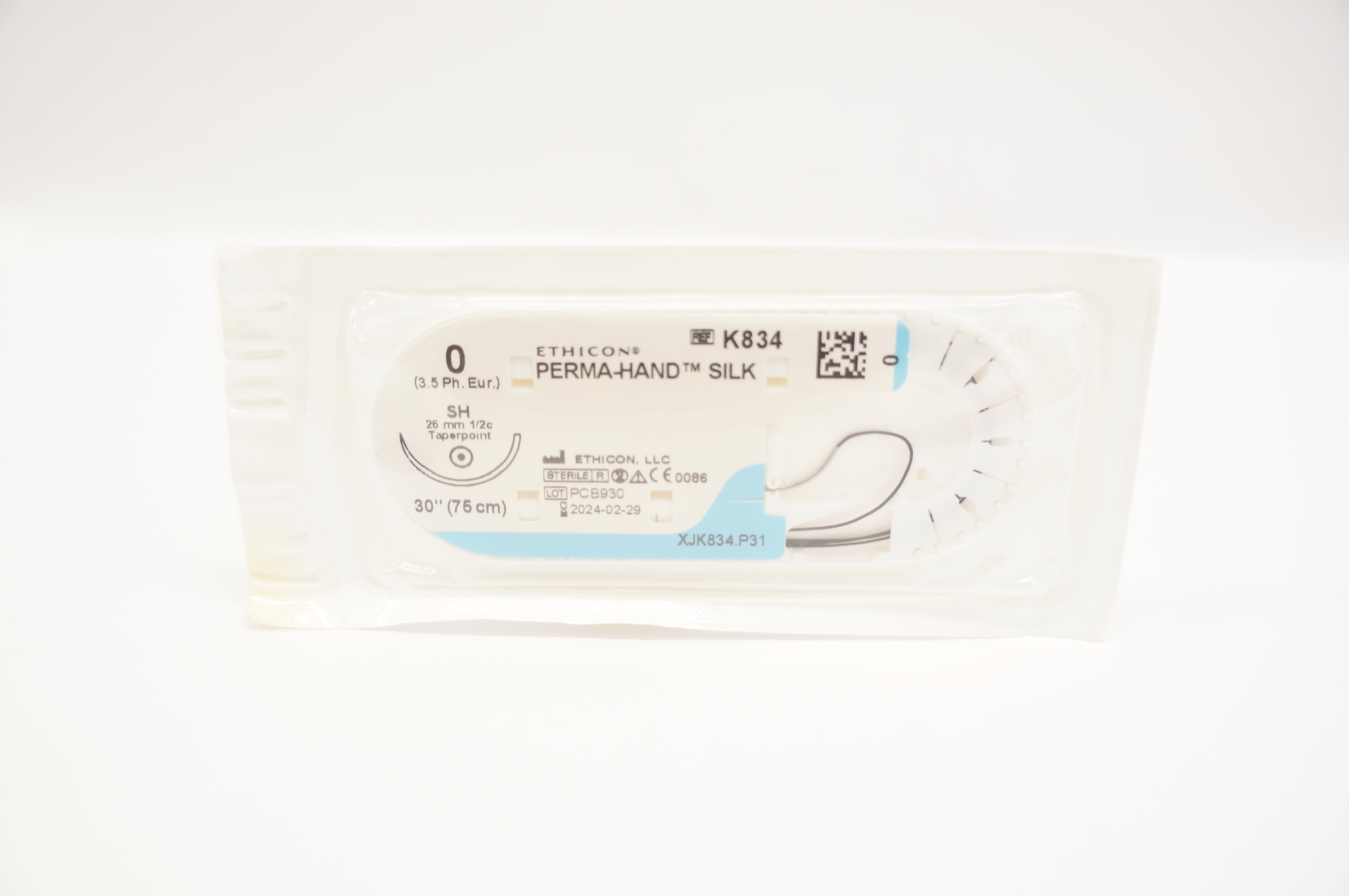 Ethicon K834 0 Perma-Hand Silk Stre SH 26mm 1/2c Taper 30inch