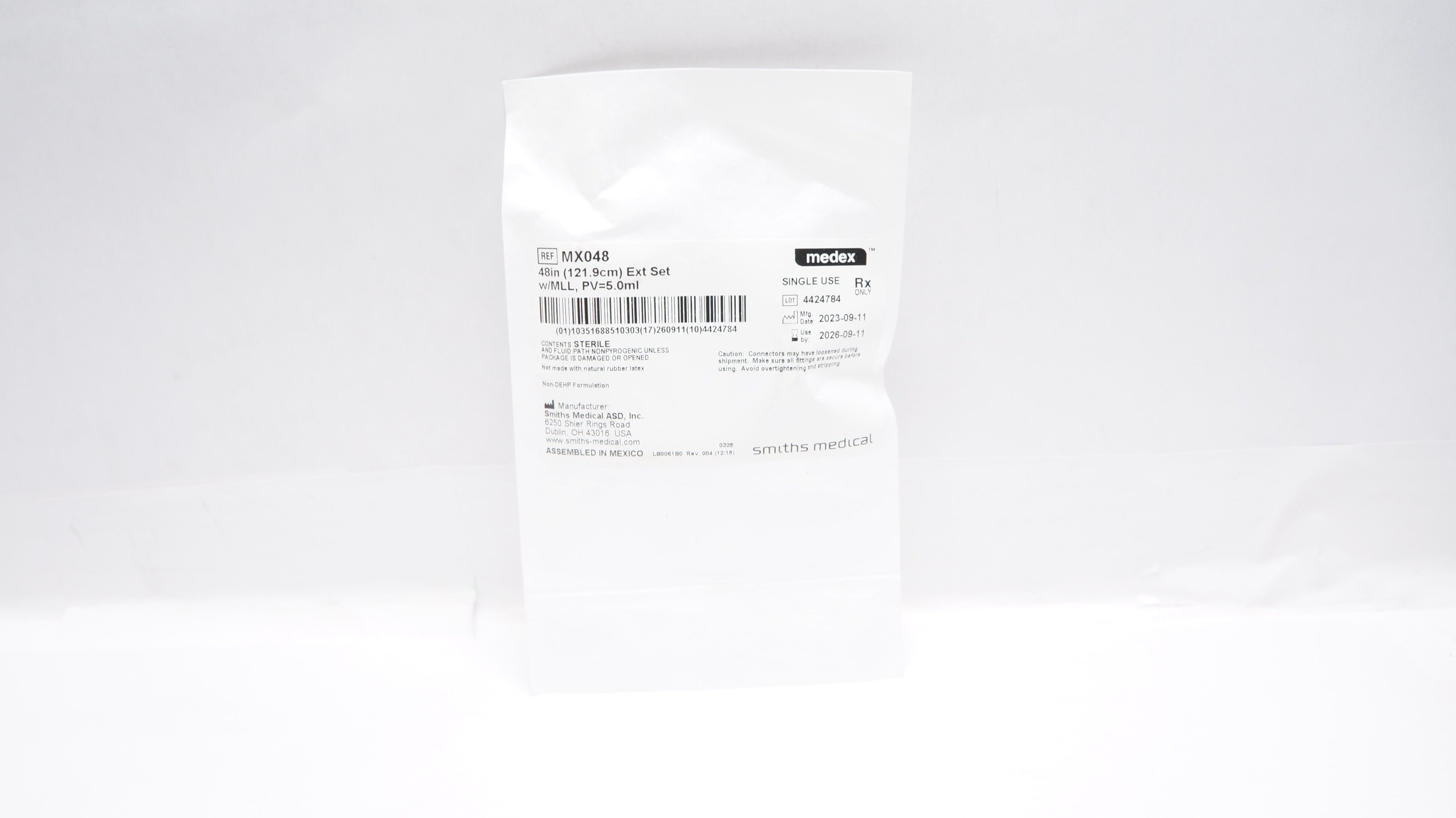 Smiths Medical MX048 Medex Extension Set 48inch w/MLL PV=5.0ml