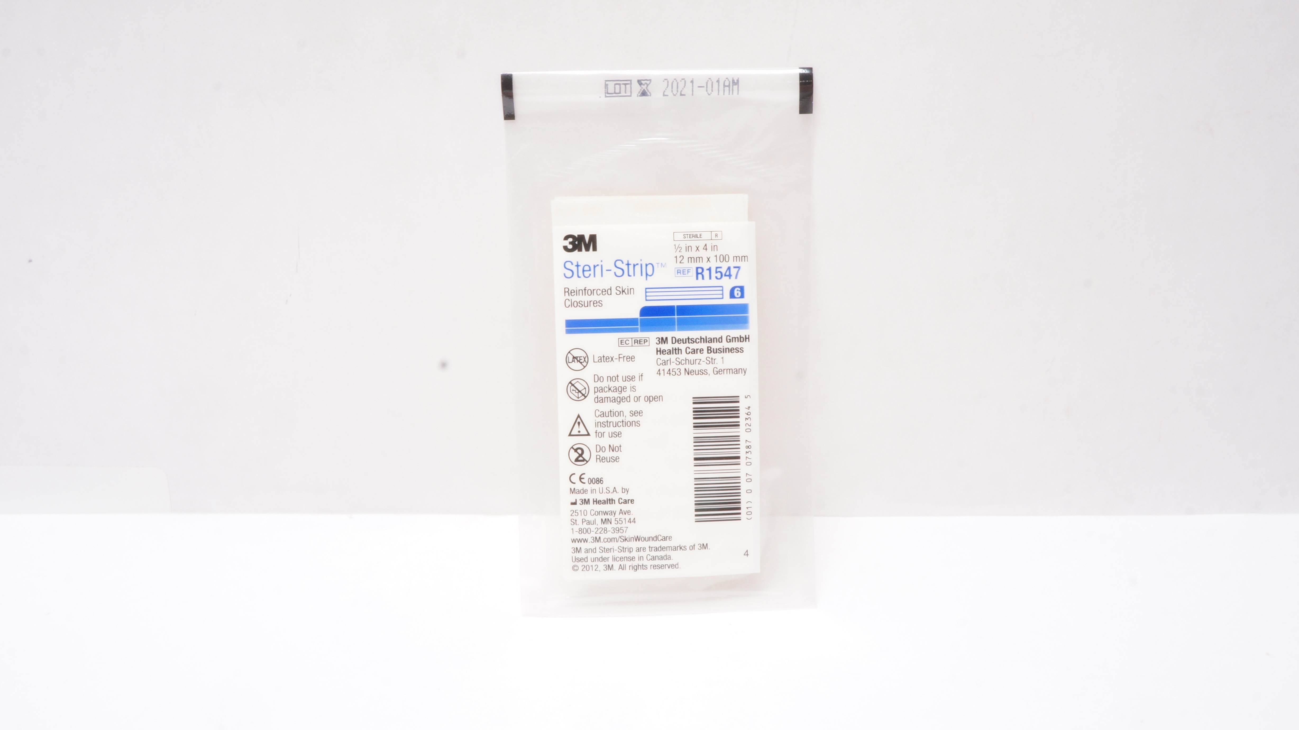 3M R1547 Steri-Strip Reinforced Skin Closures 1/2inch x 4inch (x) - Pack of 6