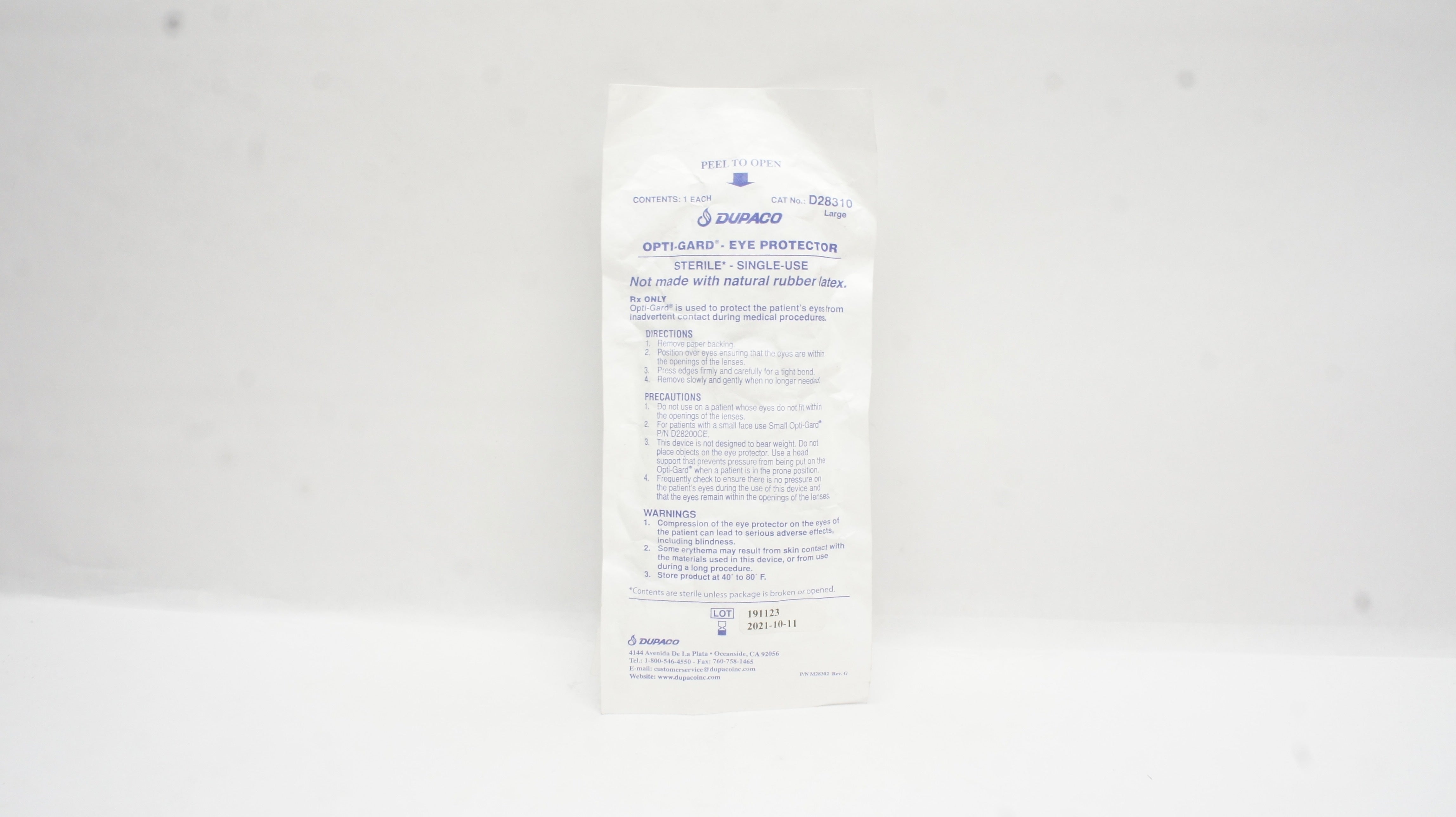 Dupaco D28310 Opti-Gard Eye Protector Large (x)