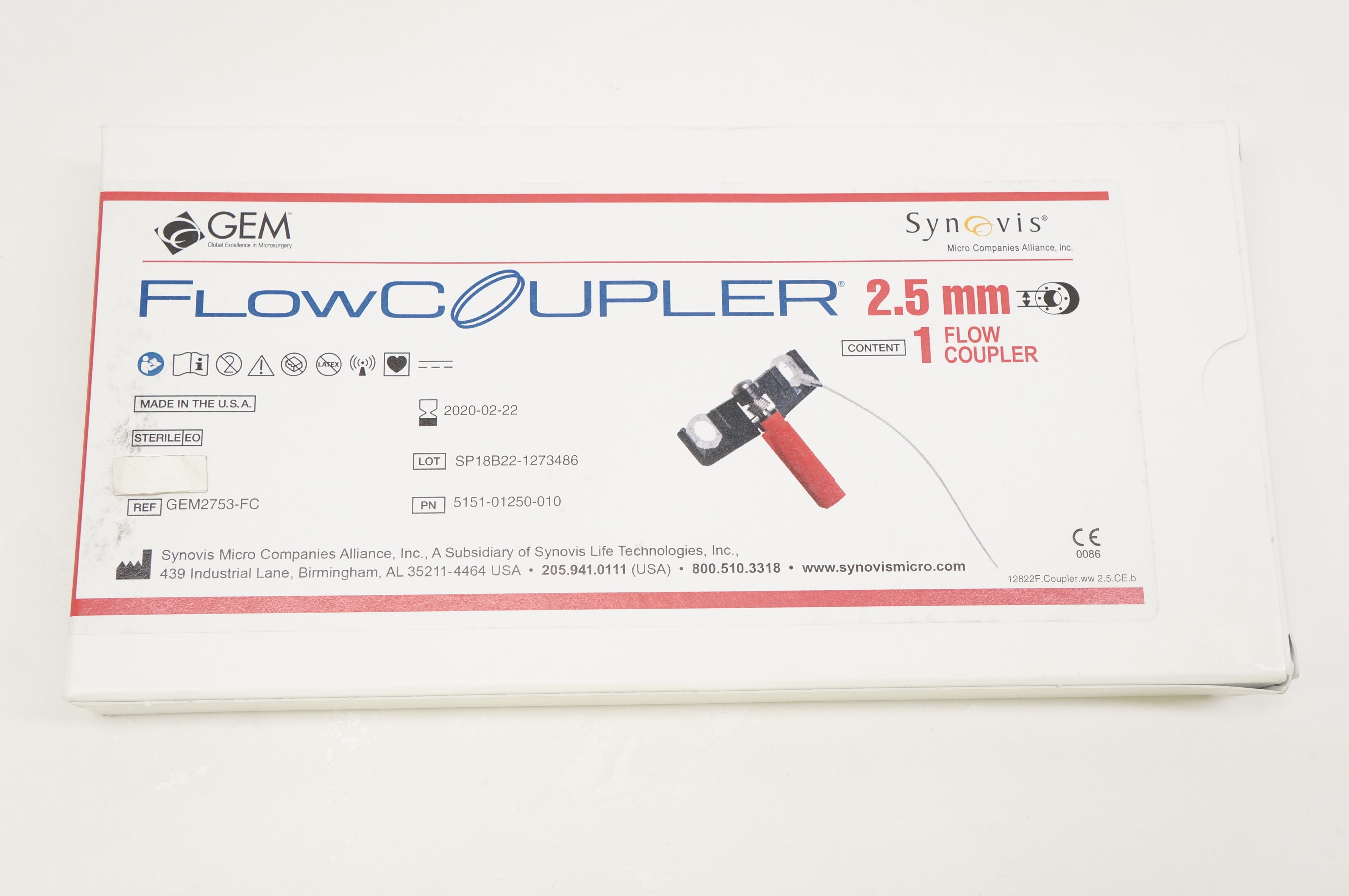 Synovis GEM2753-FC Flow Coupler 2.5mm (x)