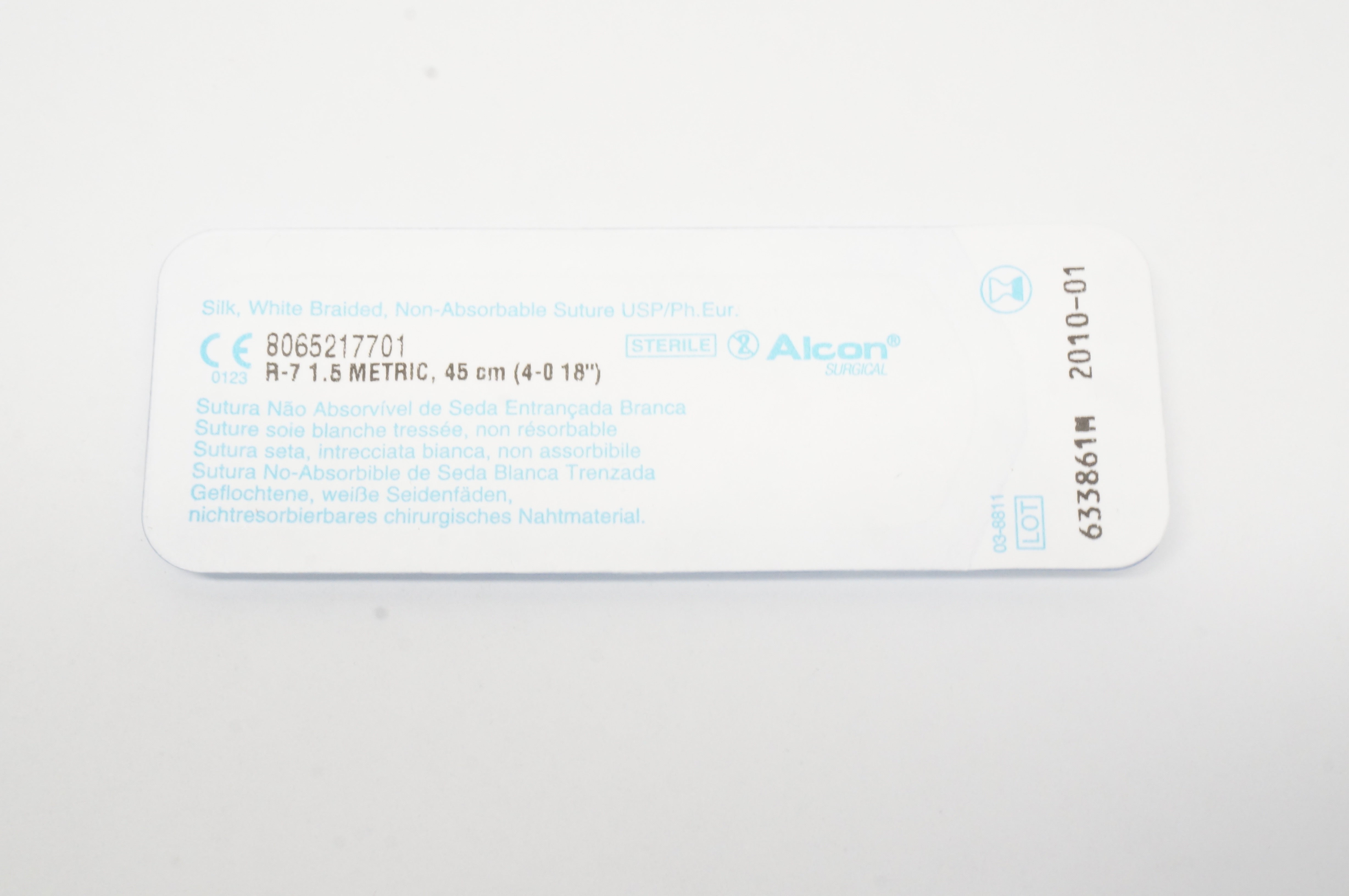 Alcon  8065217701 White Braided Non-Absorbable Suture USP R-7 1.5 Metric 45cm(x)