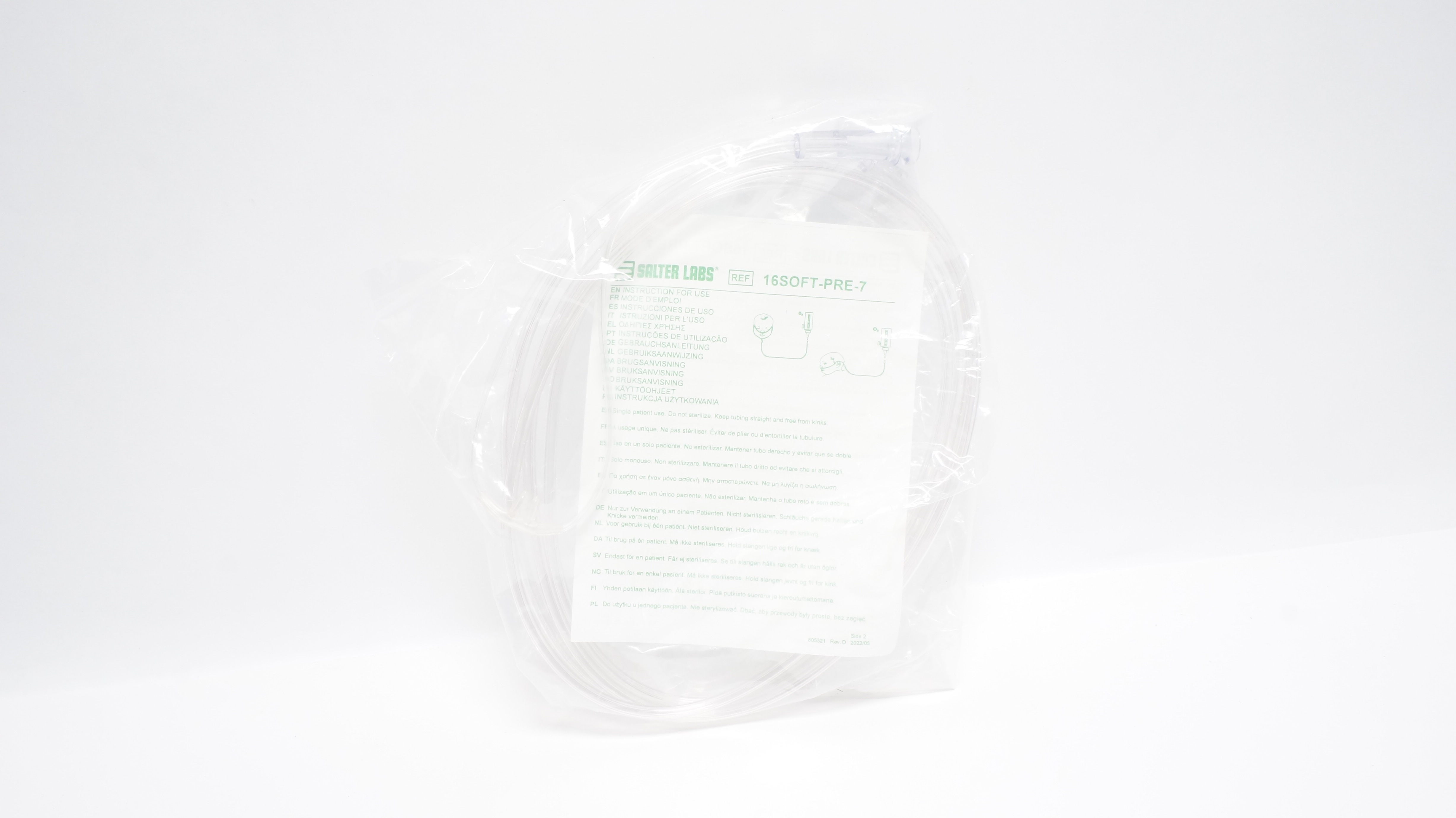 Salter Labs 16SOFT-PRE-7 Nasal Cannula W/7Ft. Supply Tube