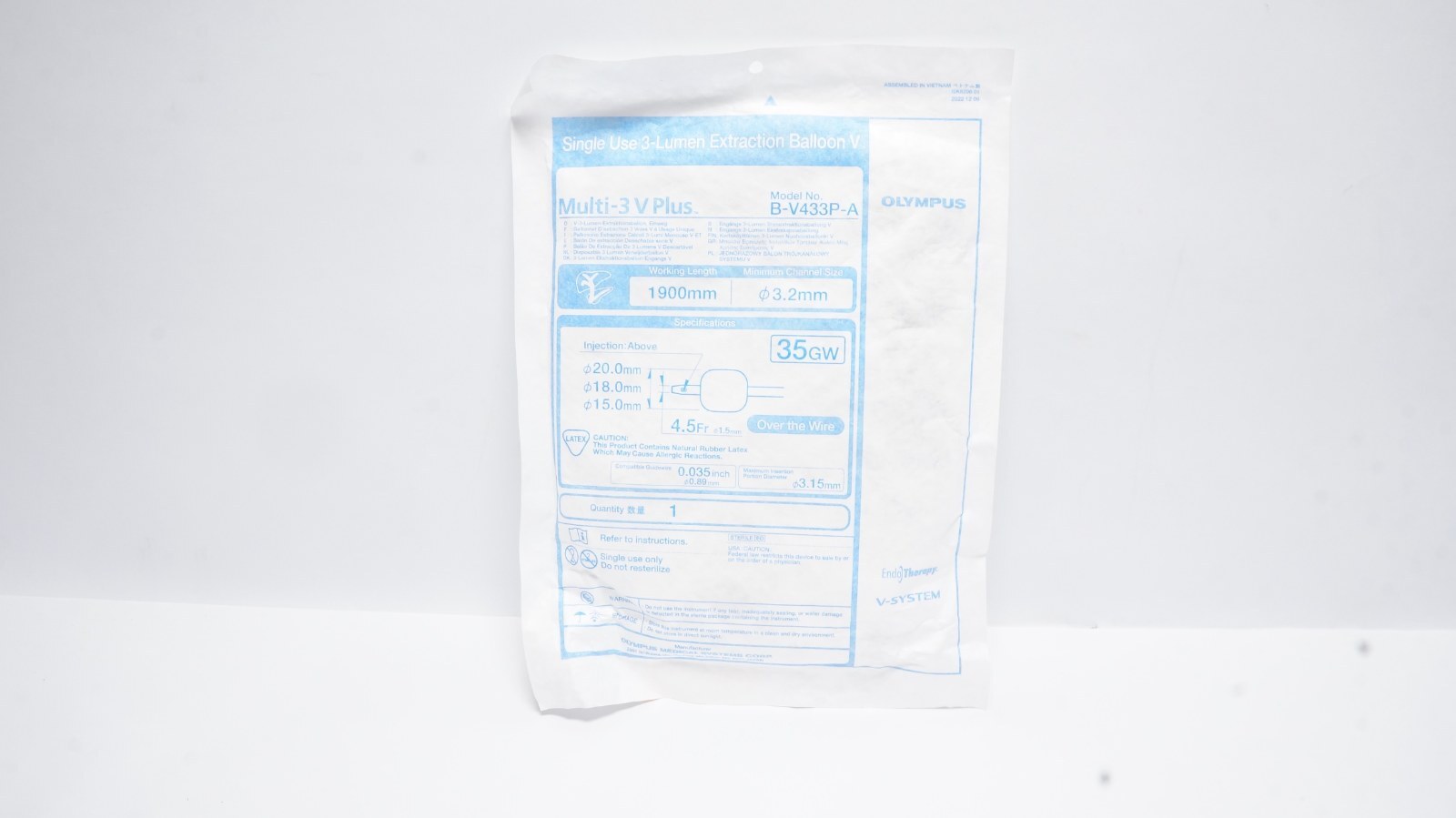 Olympus B-V433P-A Multi-3 V Plus 20.0mm 3-Lumen Extraction Balloon