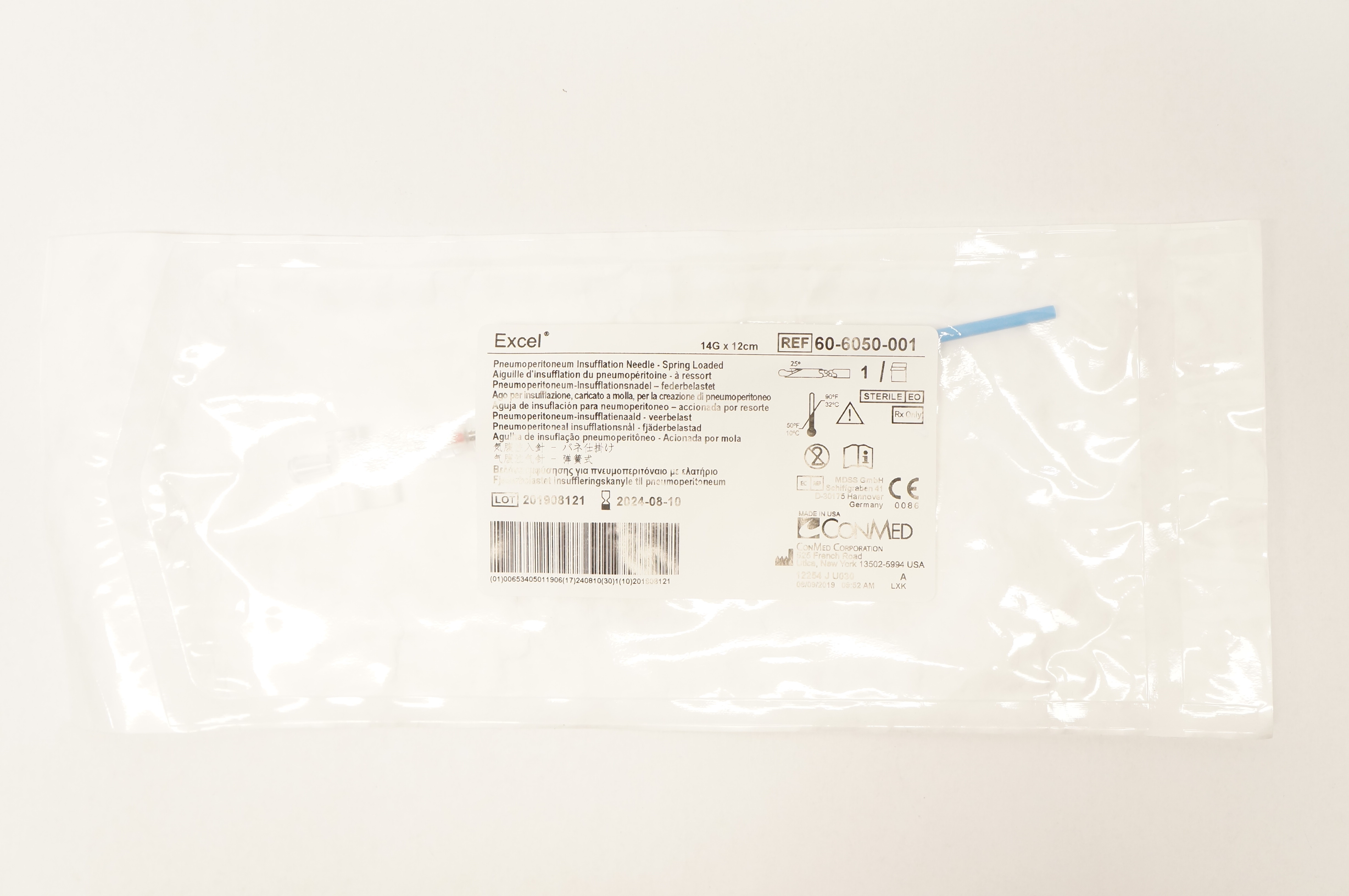 ConMed 60-6050-001 Excel Pneumoperitoneum Insufflation Ndle 14G x 12cm