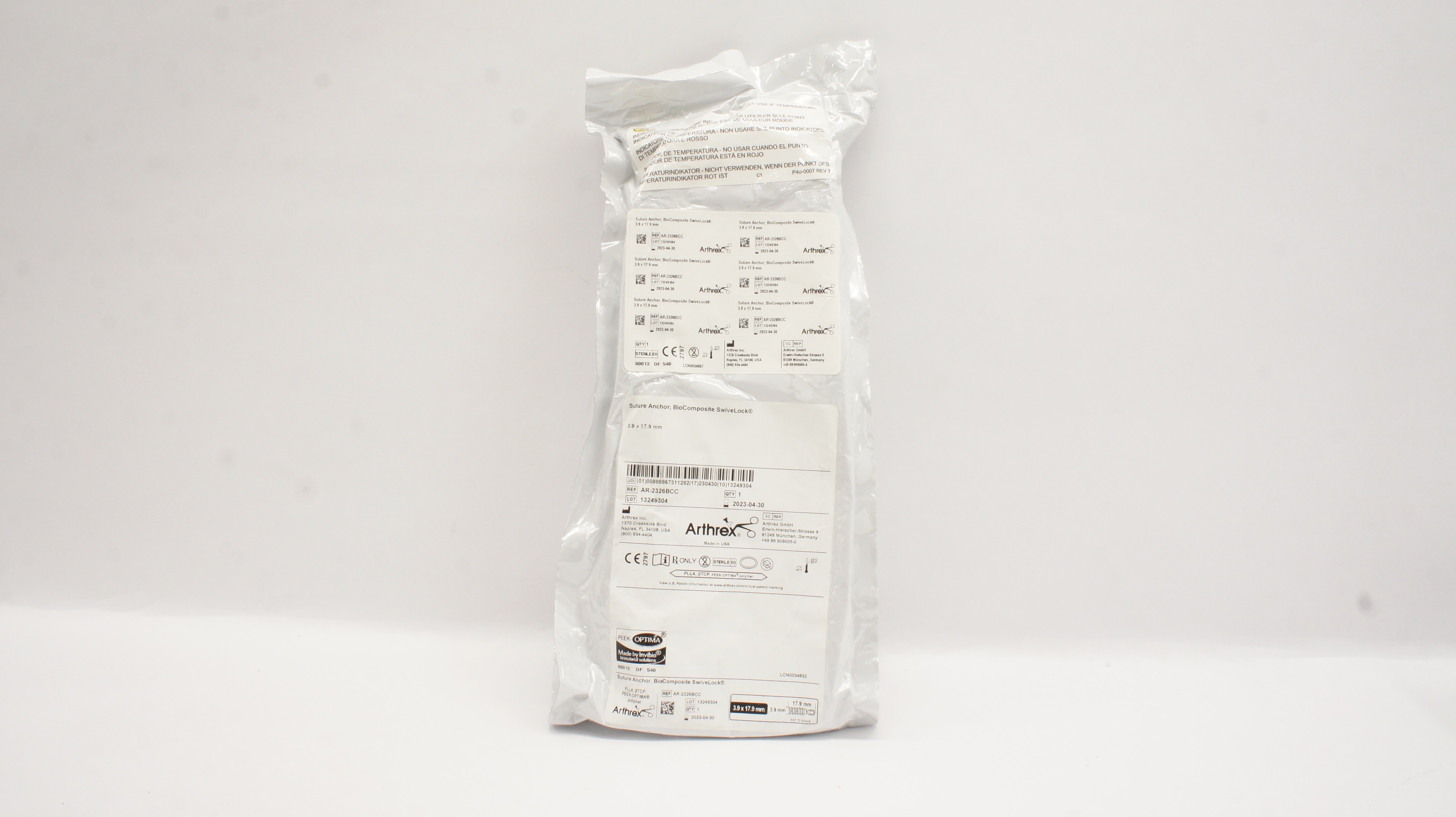 Arthrex AR-2326BCC Suture Anchor BioComposite SwiveLock 3.9 x 17.9 mm