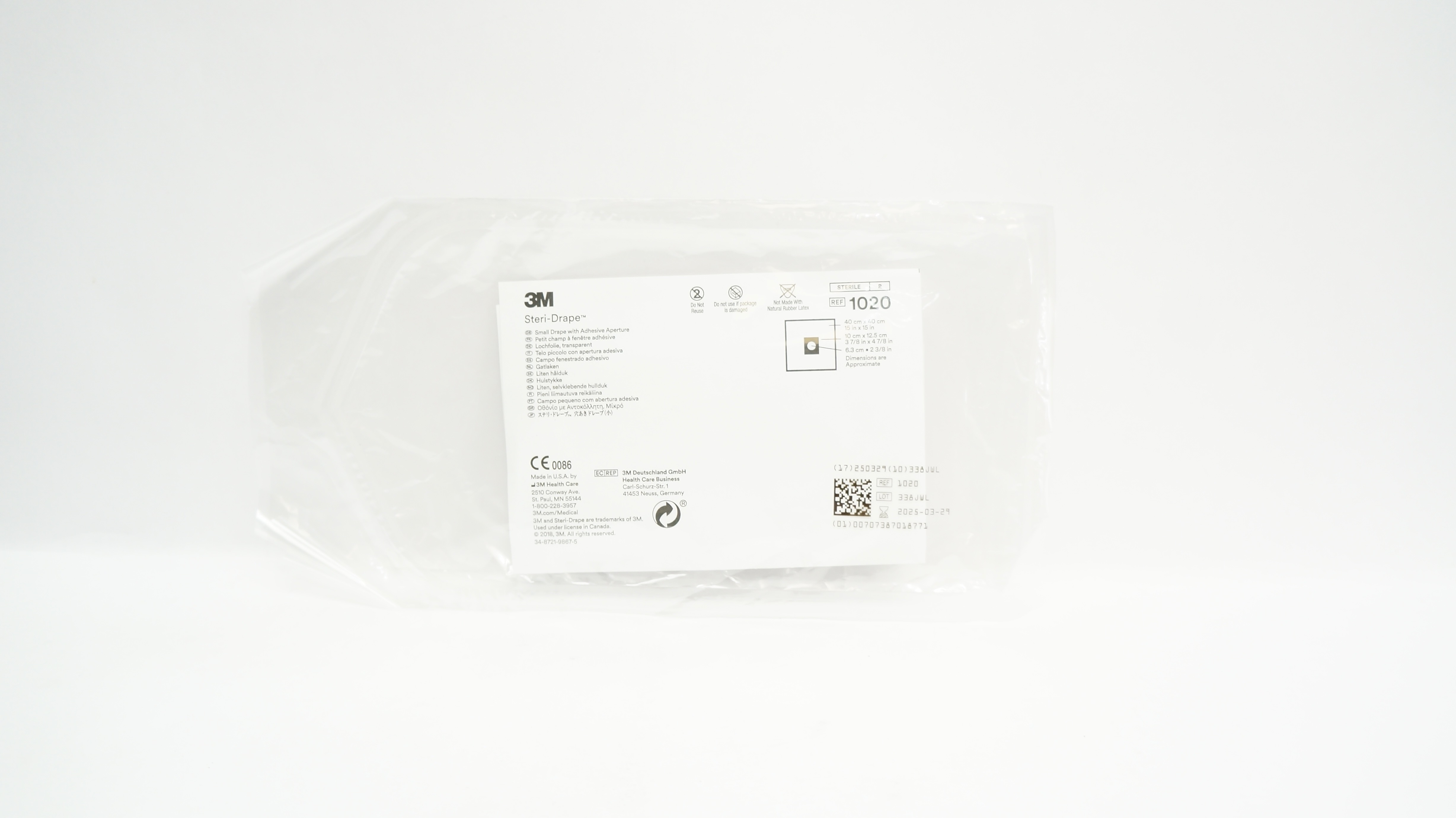 3M 1020 Steri-Drape Small Drape with Adhesive Aperture 15inch x 15inch