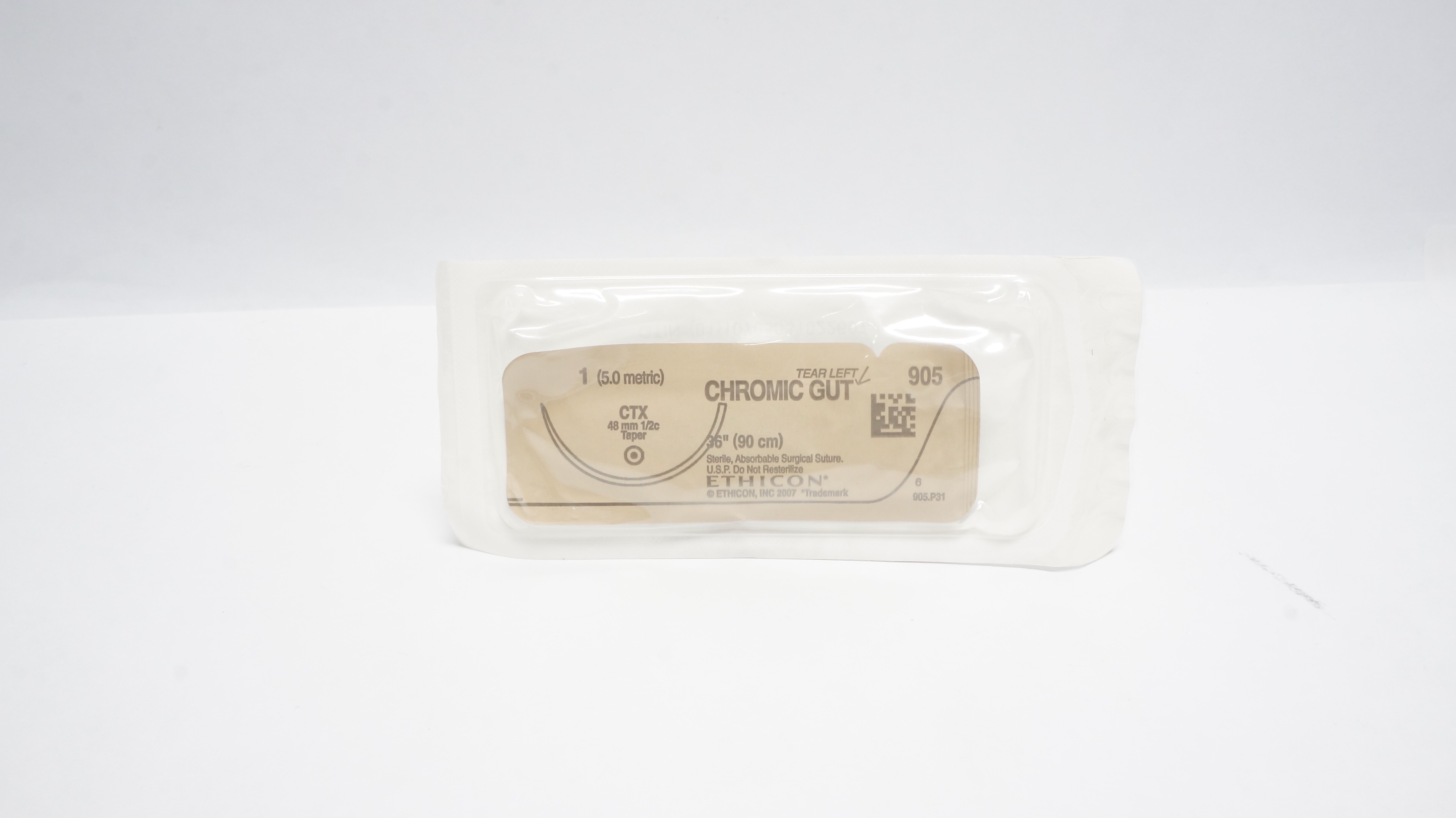 Ethicon 905 1 Tear Left Chromic Gut Absorbable Stre CTX 48mm 1/2c Taper 36in