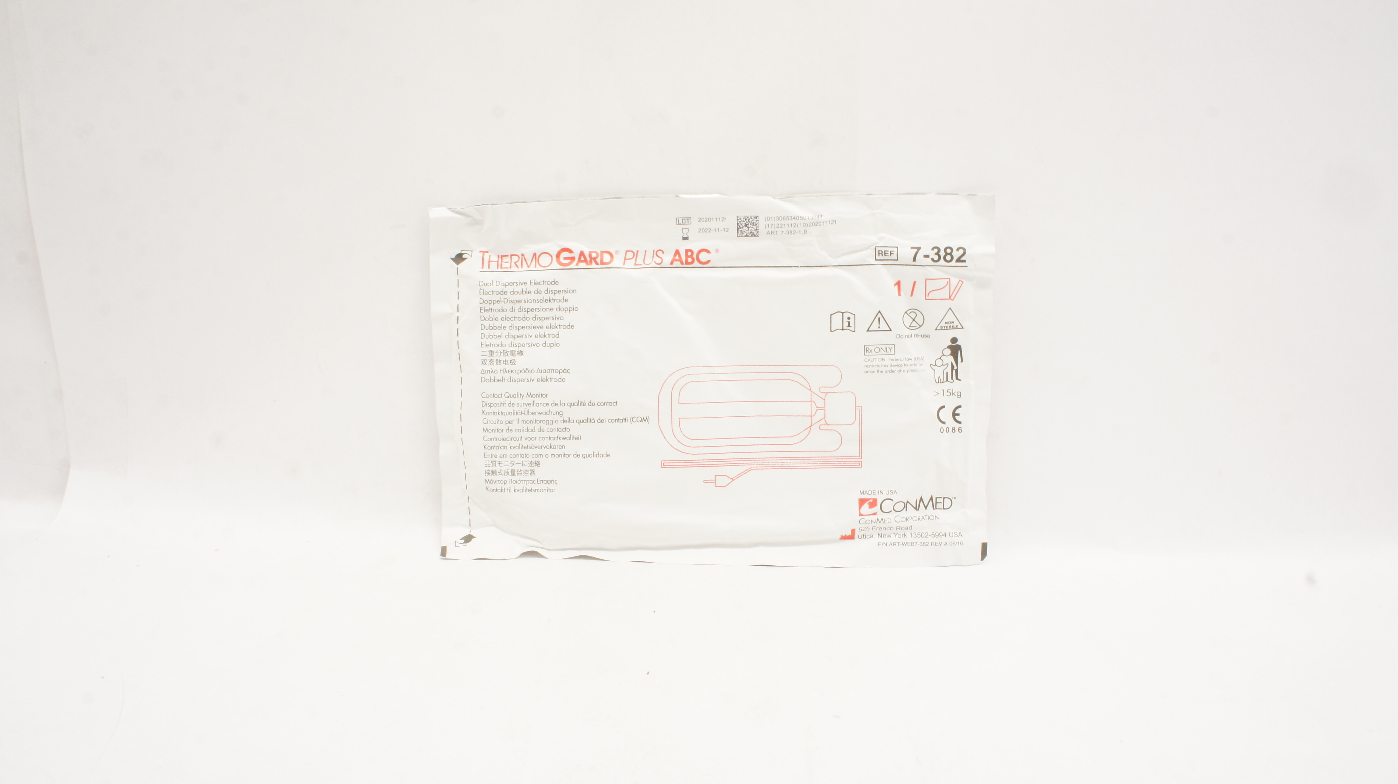 ConMed 7-382 ThermoGard Plus ABC Dual Dispersive Electrode >15kg