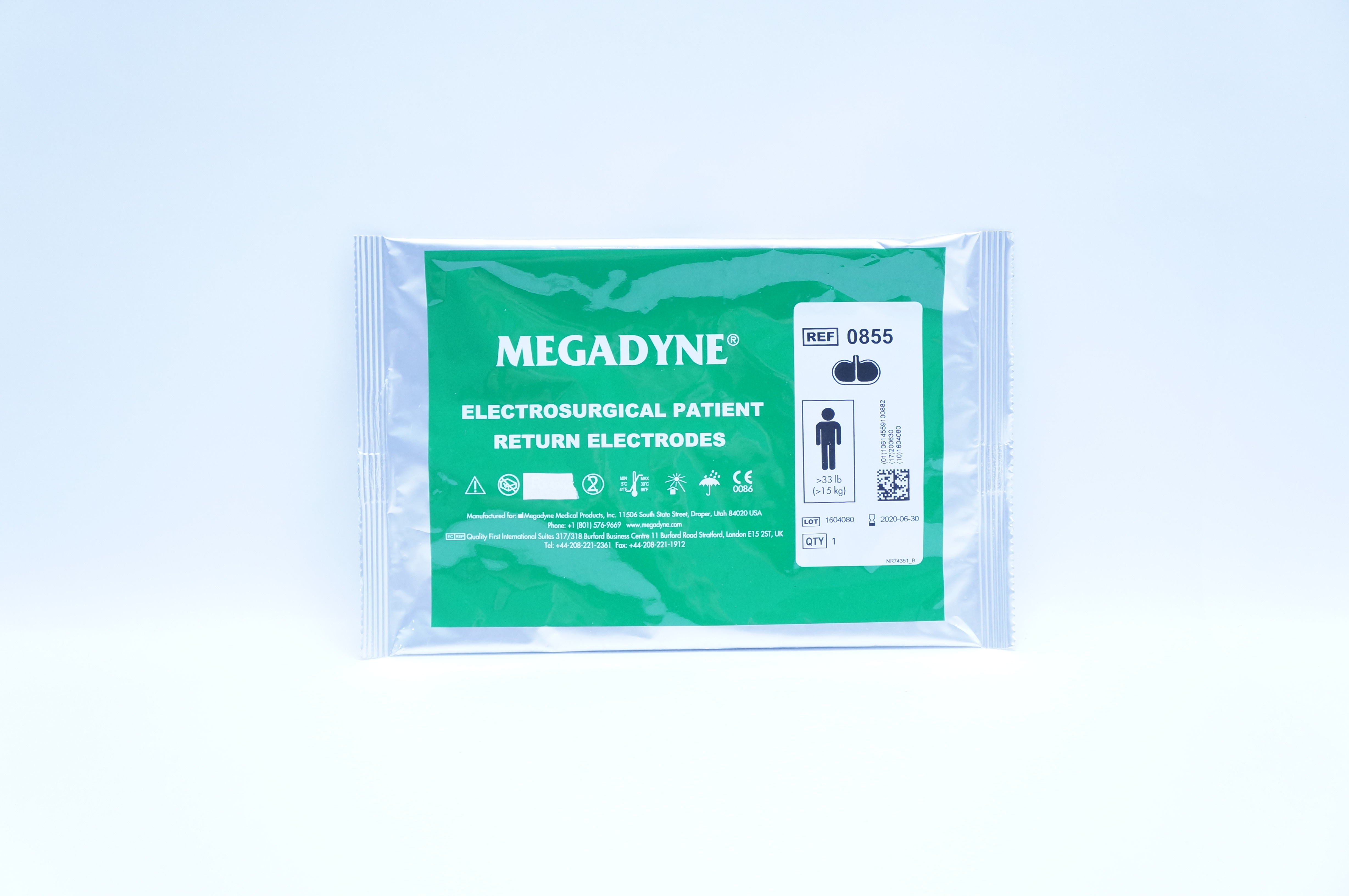 Megadyne 0855 Electosurgical Patient Return Electrodes >33lb (x)