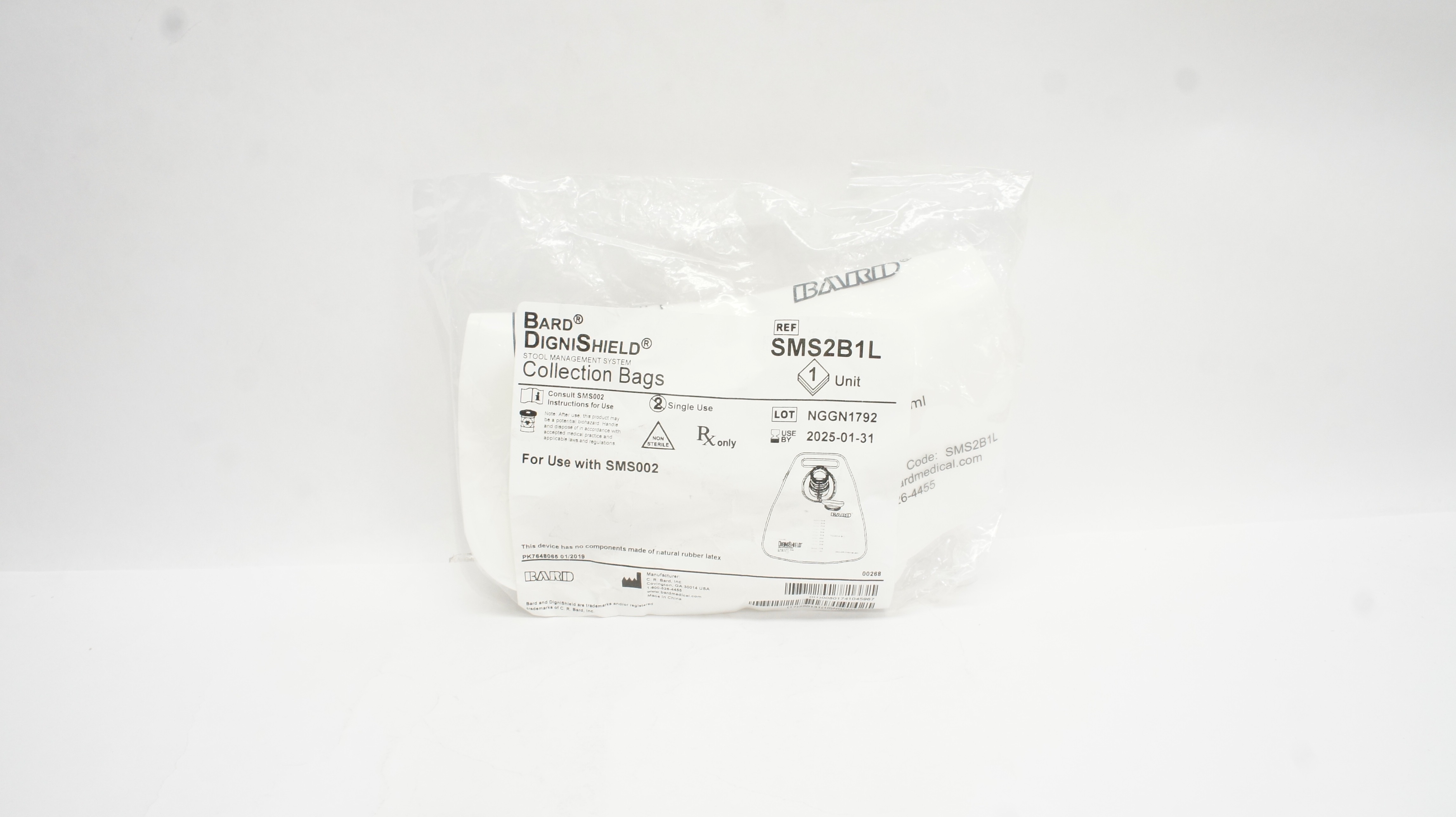 Bard SMS2B1L DigniShield Stool Management System Collection Bags