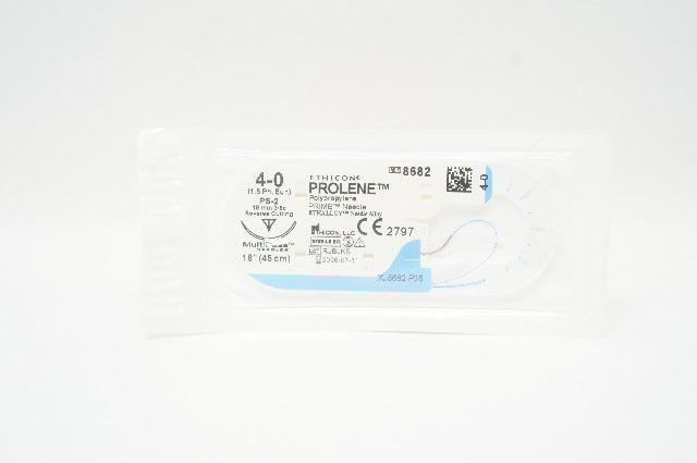 Ethicon 8682 4-0 Prolene Polypropylene Stre PS-2 19mm 3/8c ReverseCutting 18inch