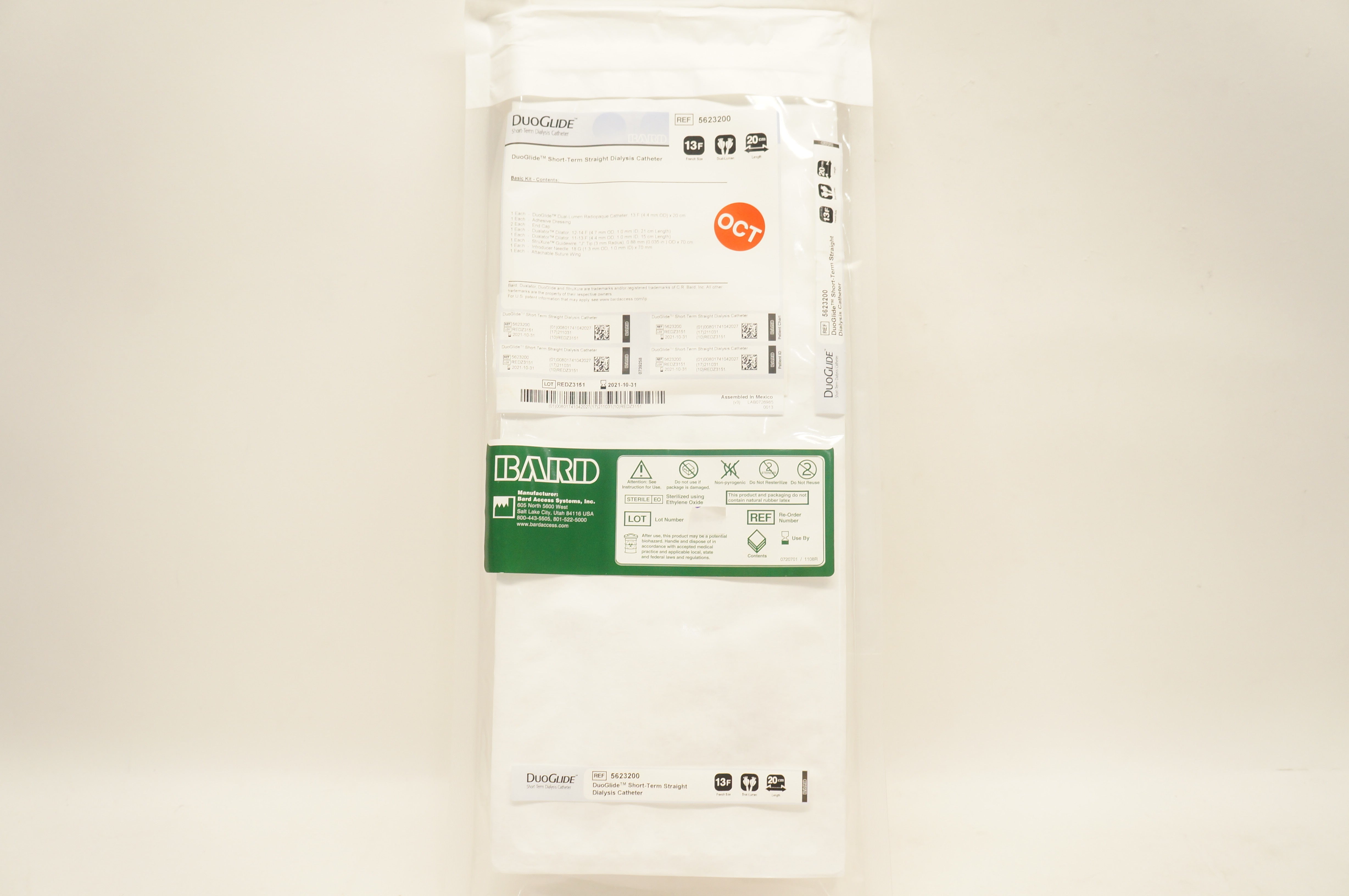 Bard 5623200 DuoGlide Short-Term Straight Dialysis Catheter 13F 20cm (x)