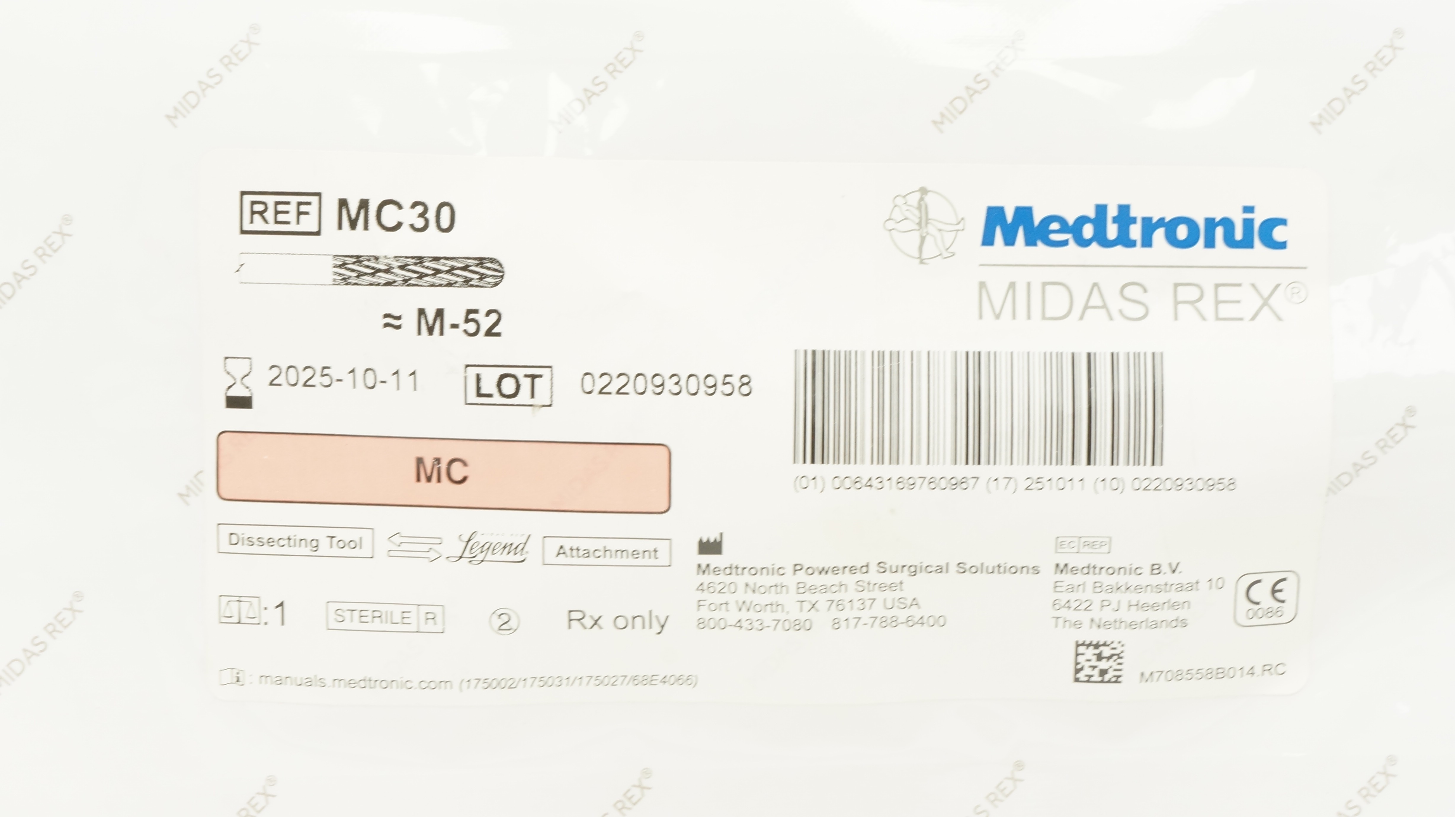 Medtronic MC30 Midas Rex Dissecting Tool M-52 MC