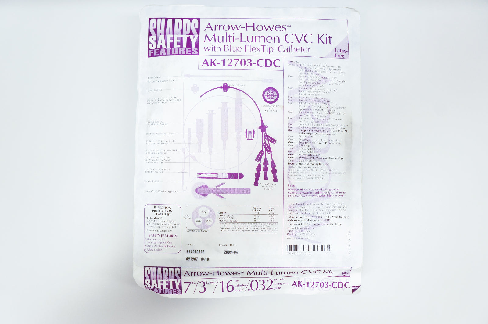 Arrow AK-12703-CDC Multi-Lumen CVC Kit 7Fr. (x)