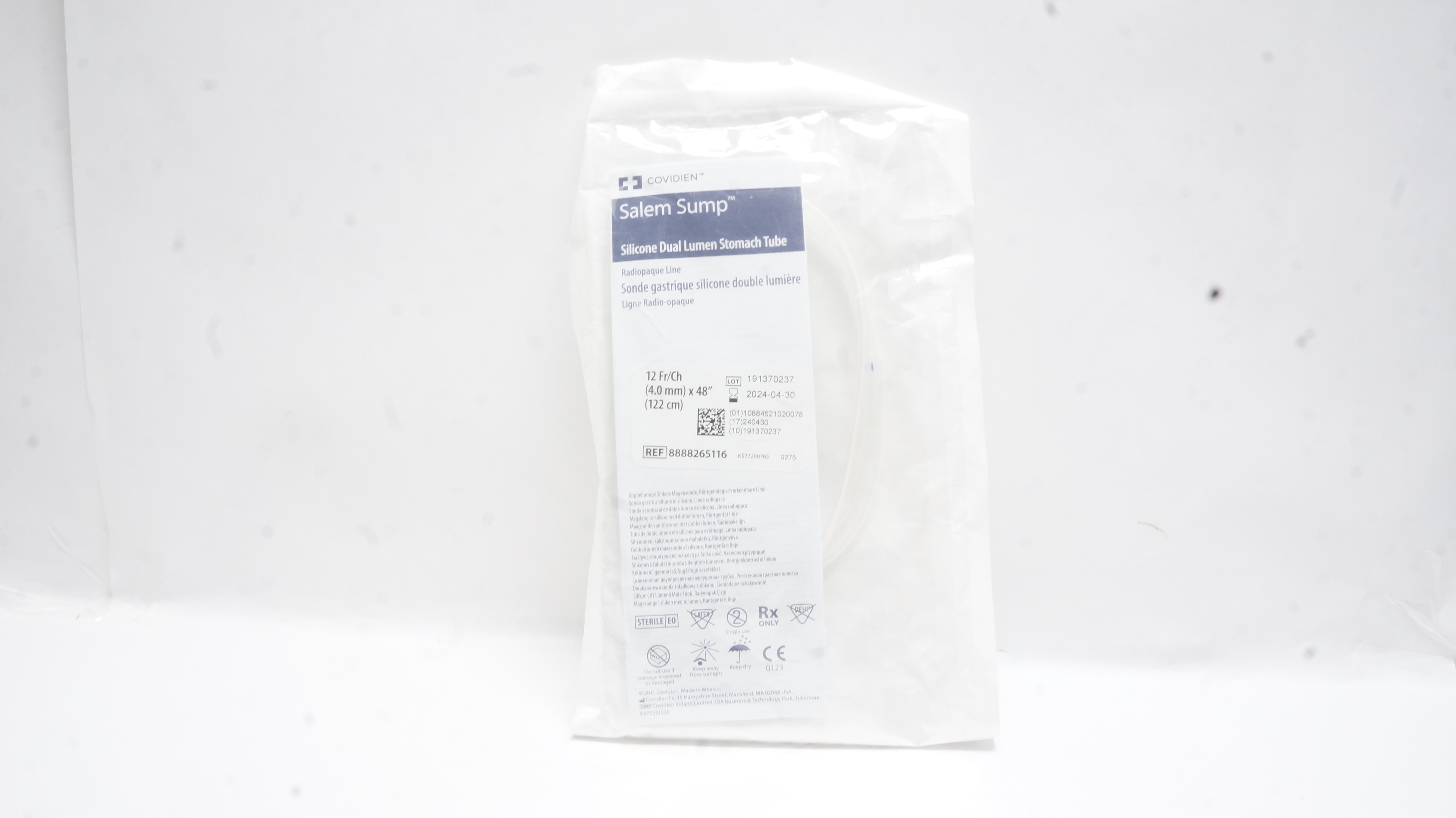 Covidien 8888265116 Salem Sump Dual Lumen Stomach Tube 12Fr/Ch x 48inch (x)