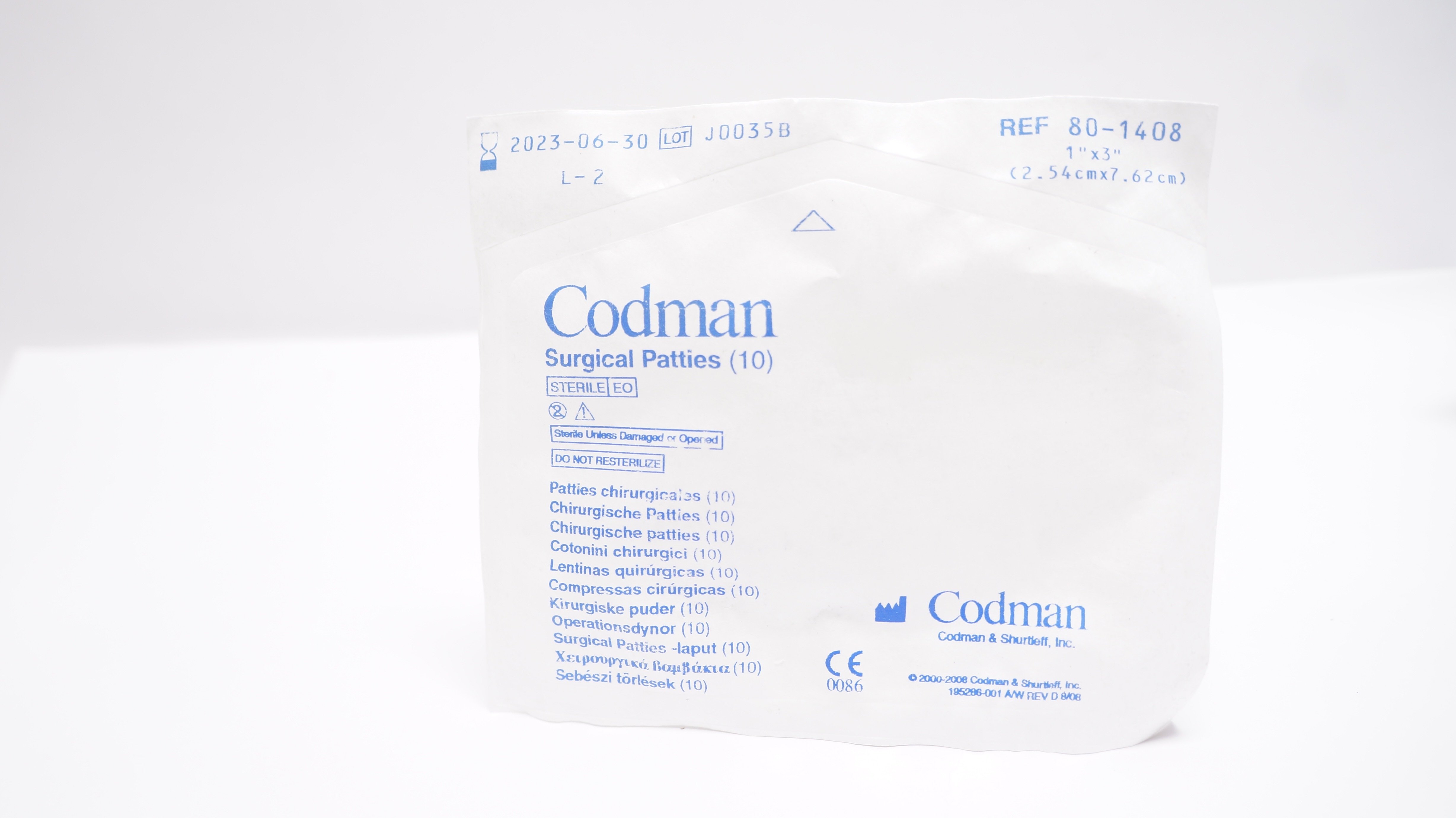 Codman 80-1408 Surgical Patties 1 inch x 3 inch - Pack of 10