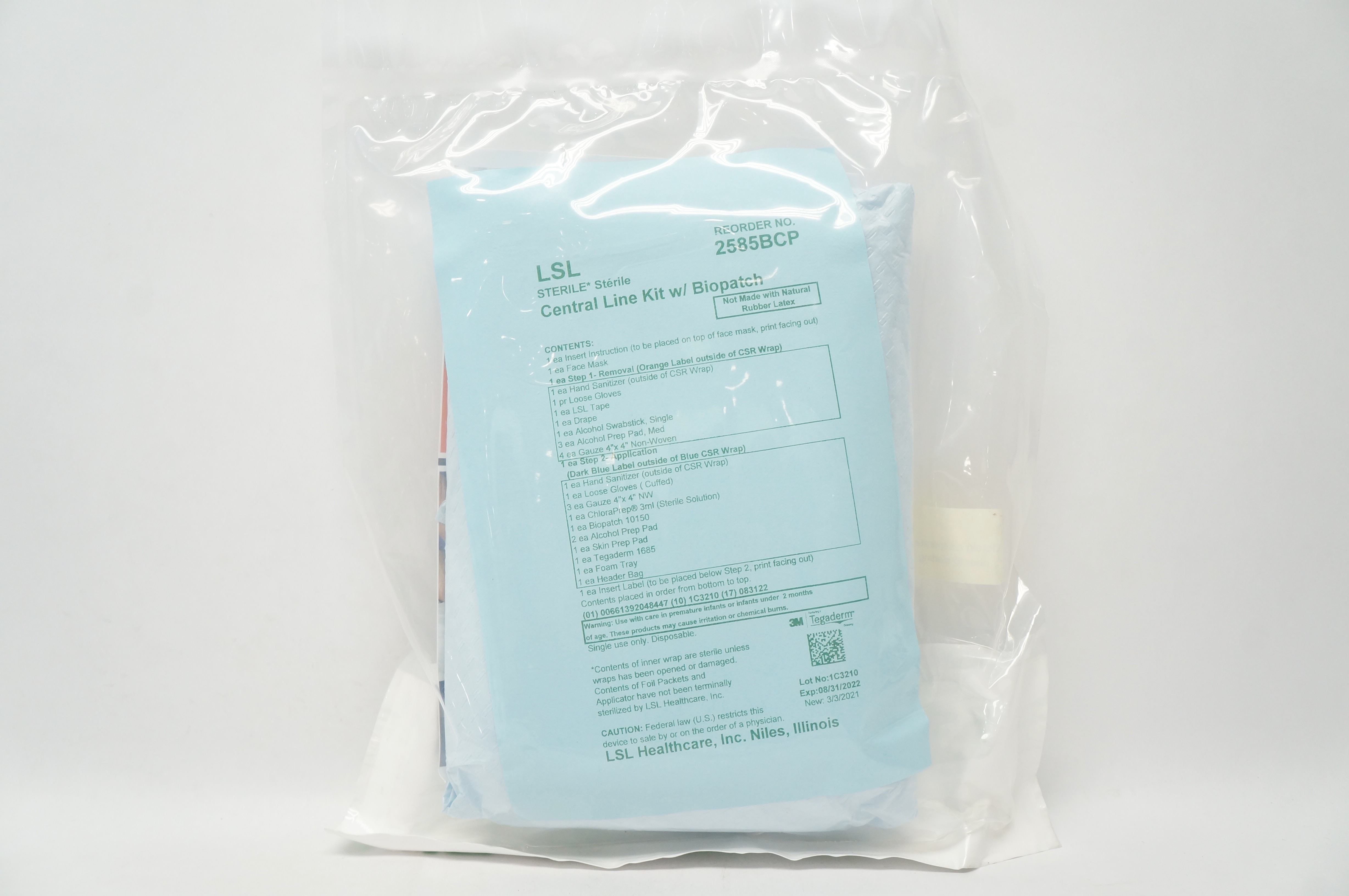 LSL 2585BCP Sterile Central Line Kit with Biopatch (x)