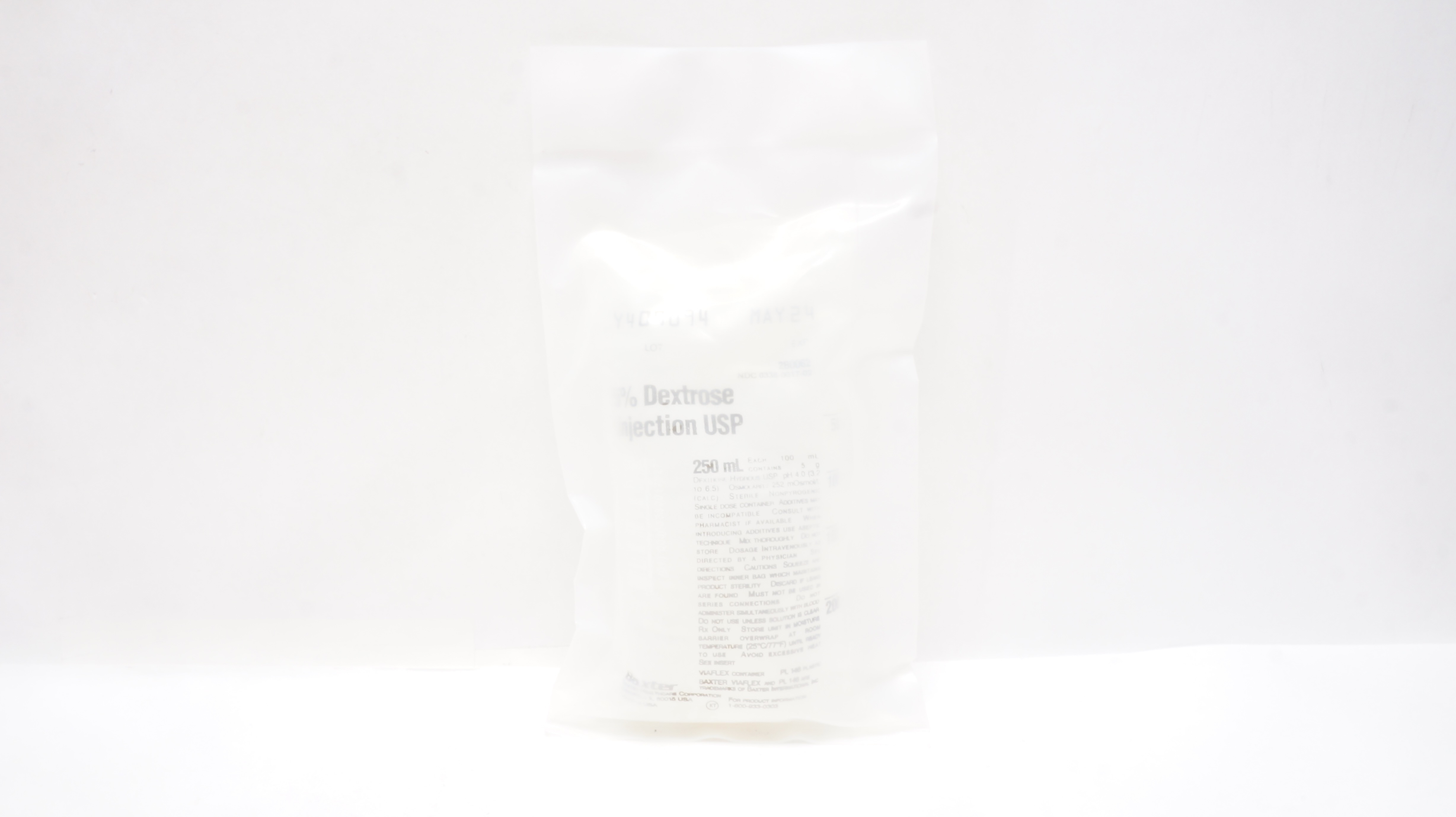 Baxter 2B0062 5% Dextrose Injection USP 250 mL