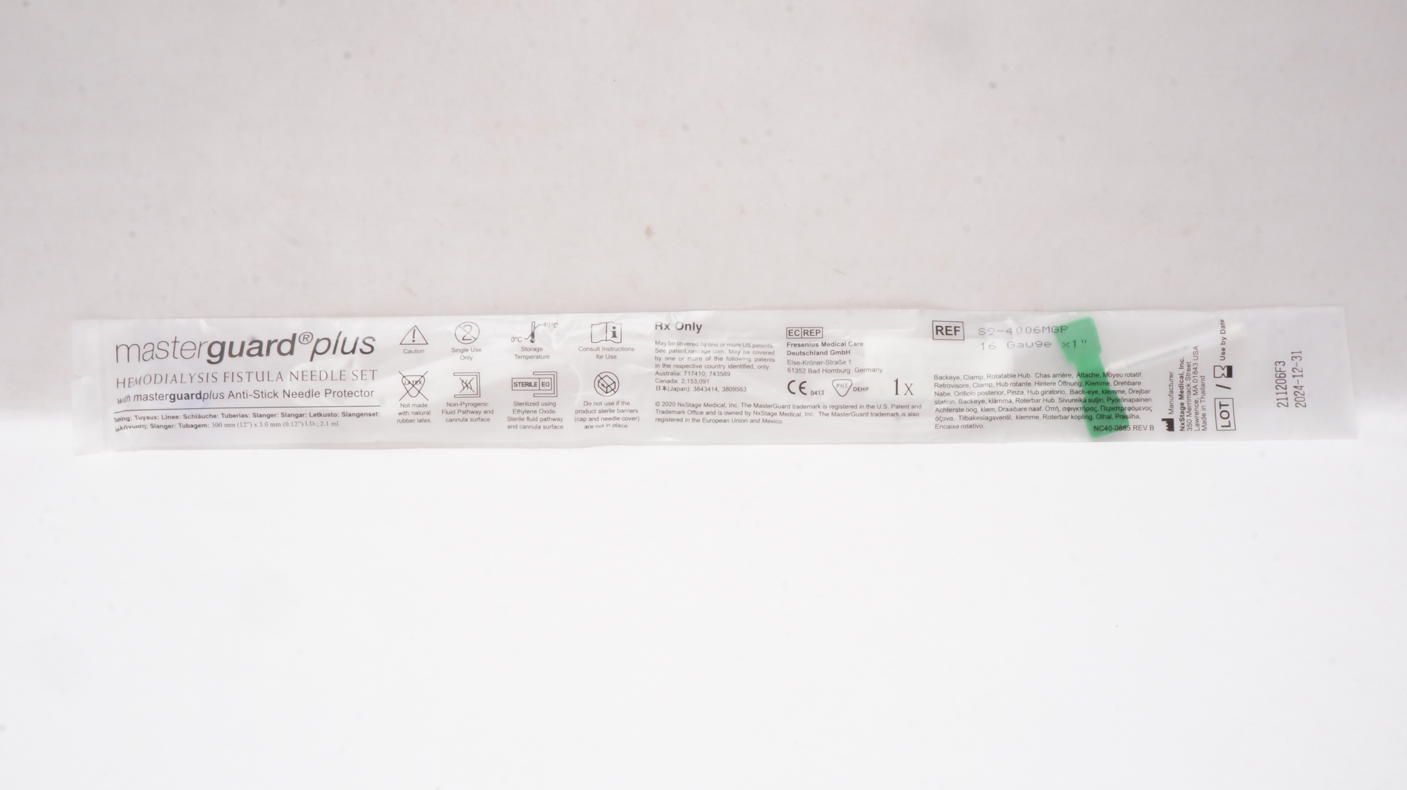 NxStage Medical S9-4006MGP MasterGuard Plus Hemodialysis Fistula Ndl Set 16Gx1in