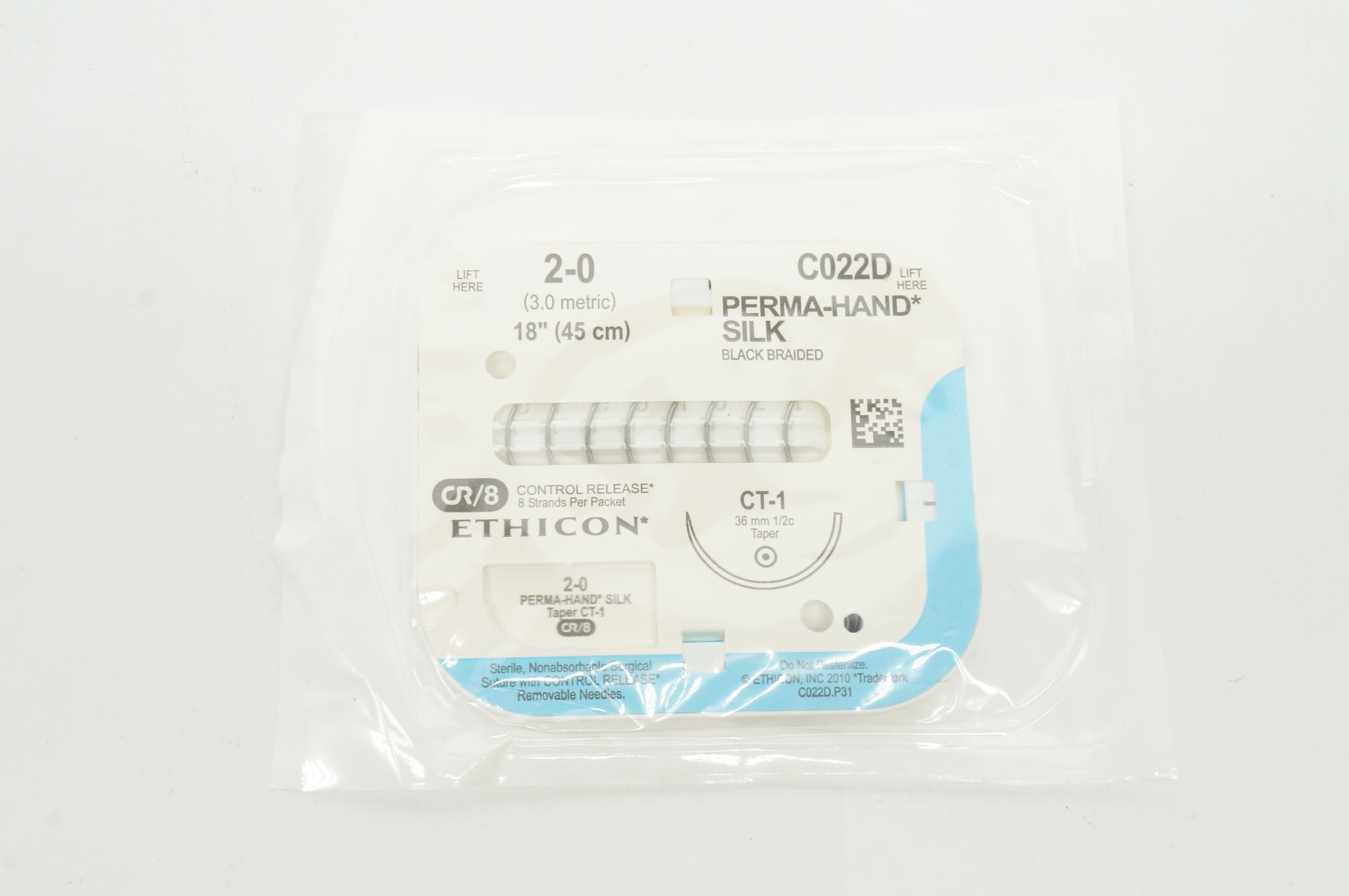 Ethicon C022D 2-0 Perma-Hand Silk Surgical Stre CT-1 36mm 1/2c Taper 18 inch