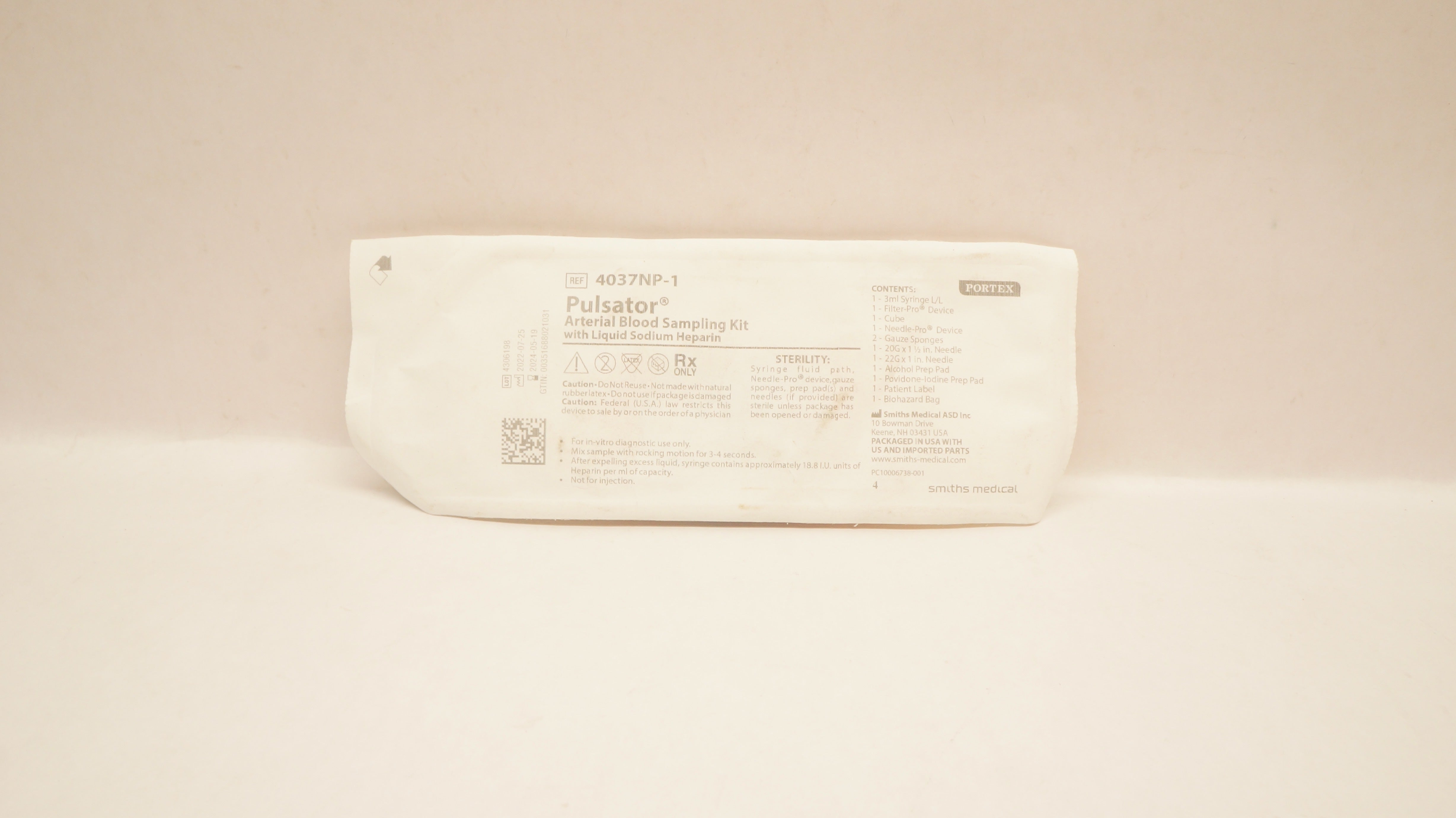 Smiths Medical 4037NP-1 Portex Pulsator Arterial Blood Sampling Kit