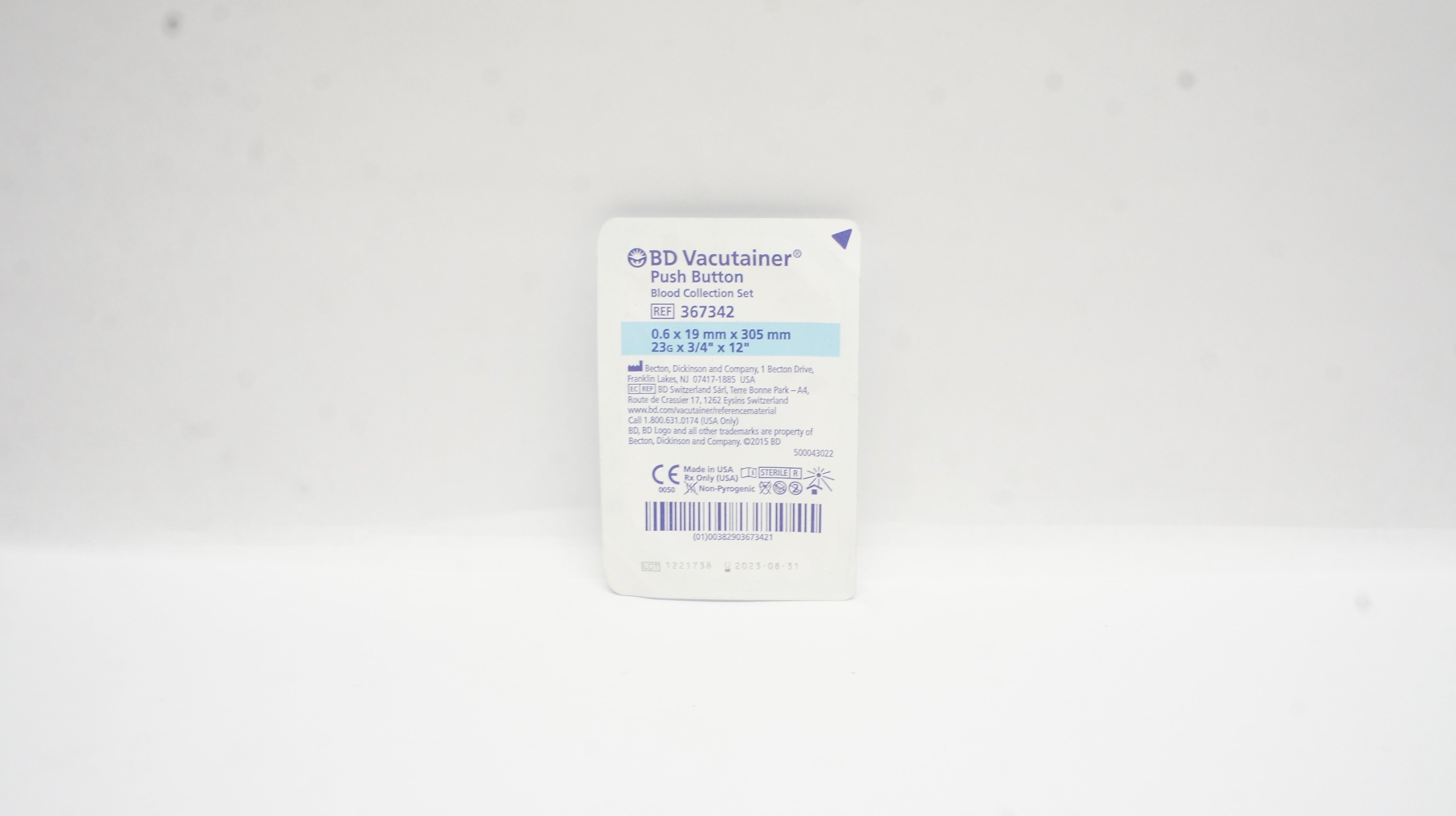 BD 367342 Vacutainer Push Button Blood Collection Set 23G x 3/4inch x 12inch (x)