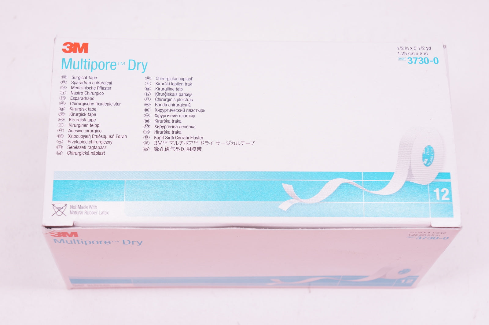 3M 3730-0 Multipore Dry Surgical Tape 1/2inch x 5-1/2yd (x) - Box of 12