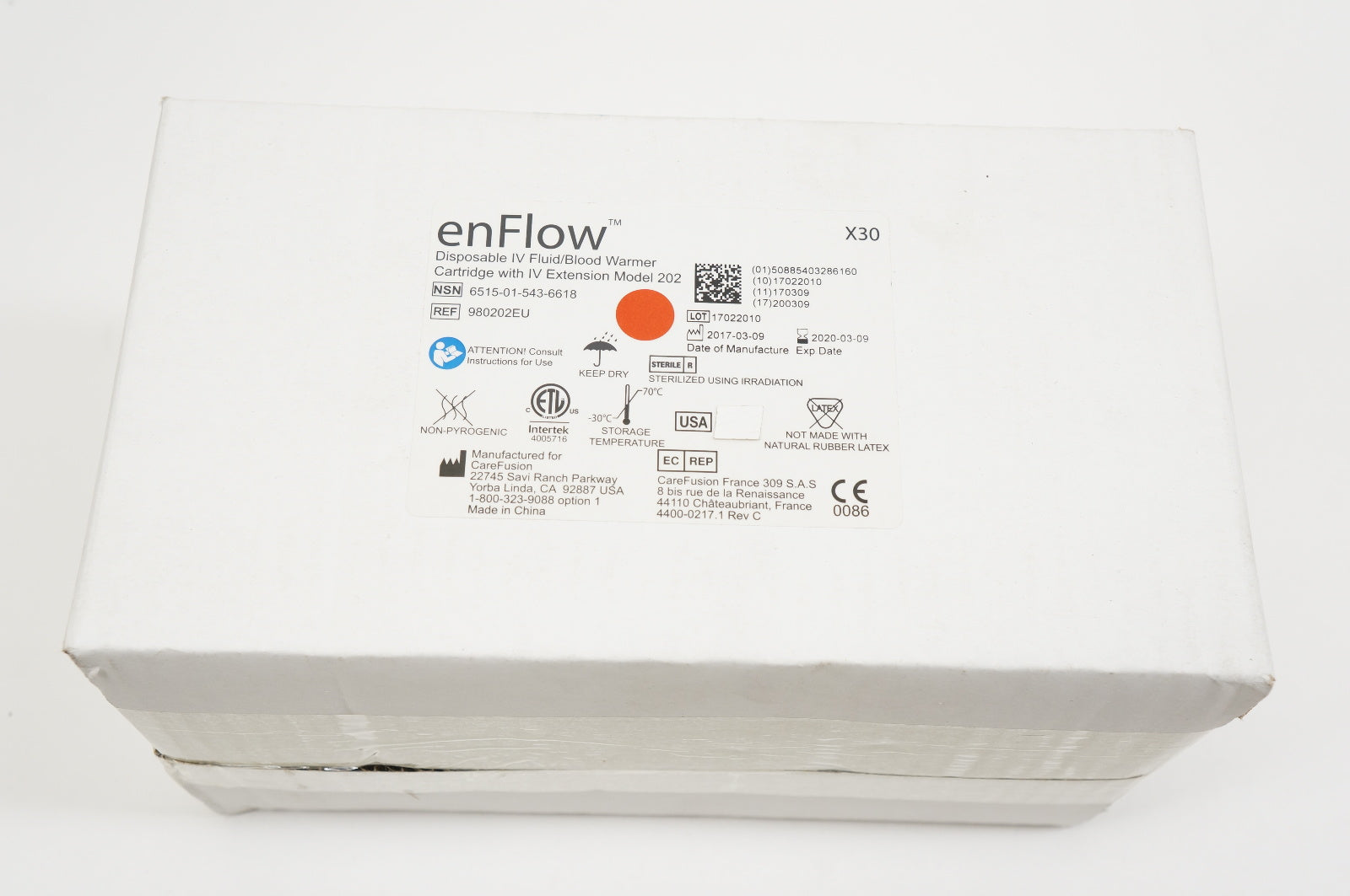 CareFusion 980202EU enFlow Disposable IV Fluid/Blood Warmer (x) - Box of 30