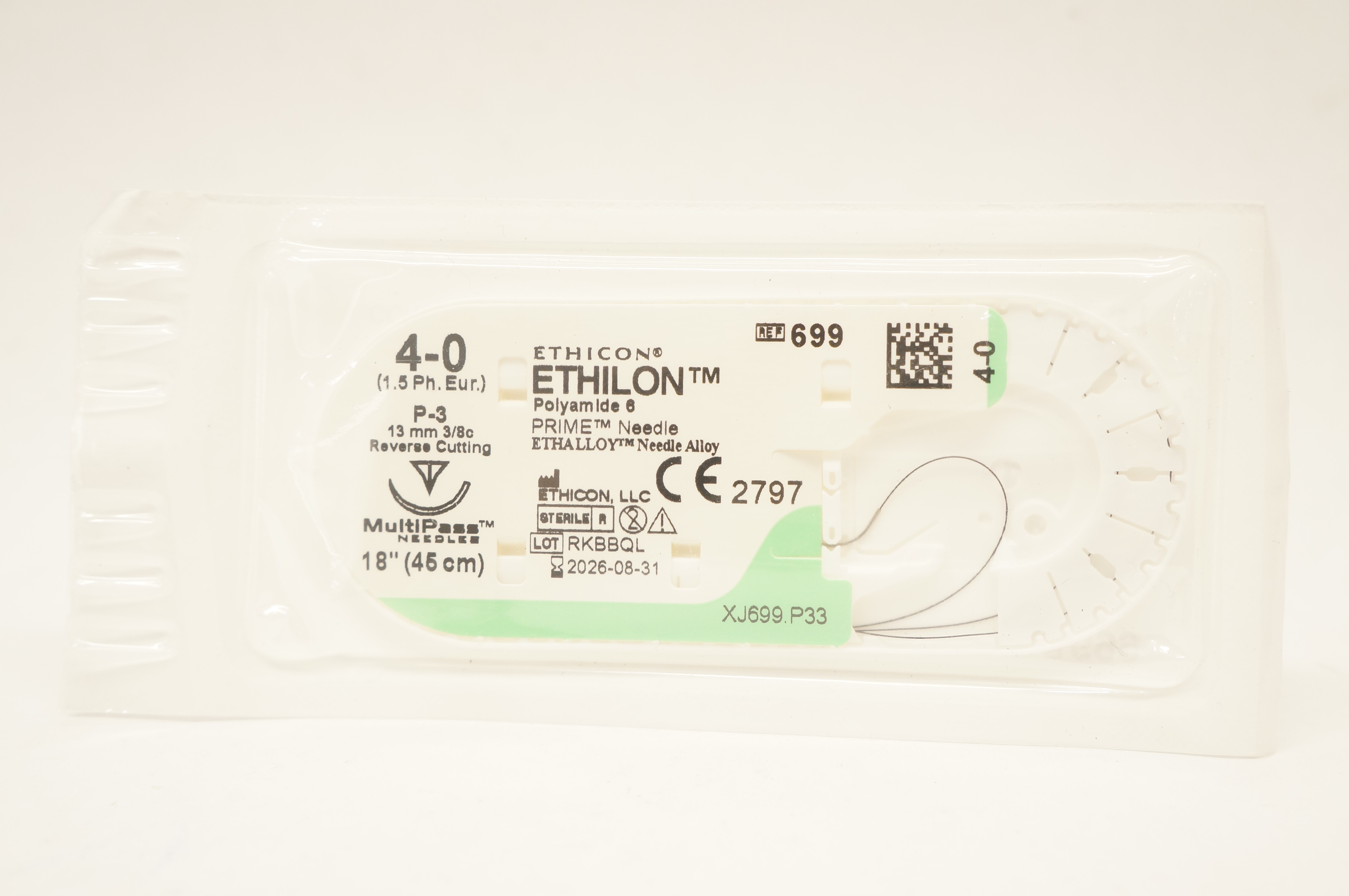Ethicon 699 4-0 ETHILON, P-3, 13mm 3/8c Reverse Cutting, 18inch