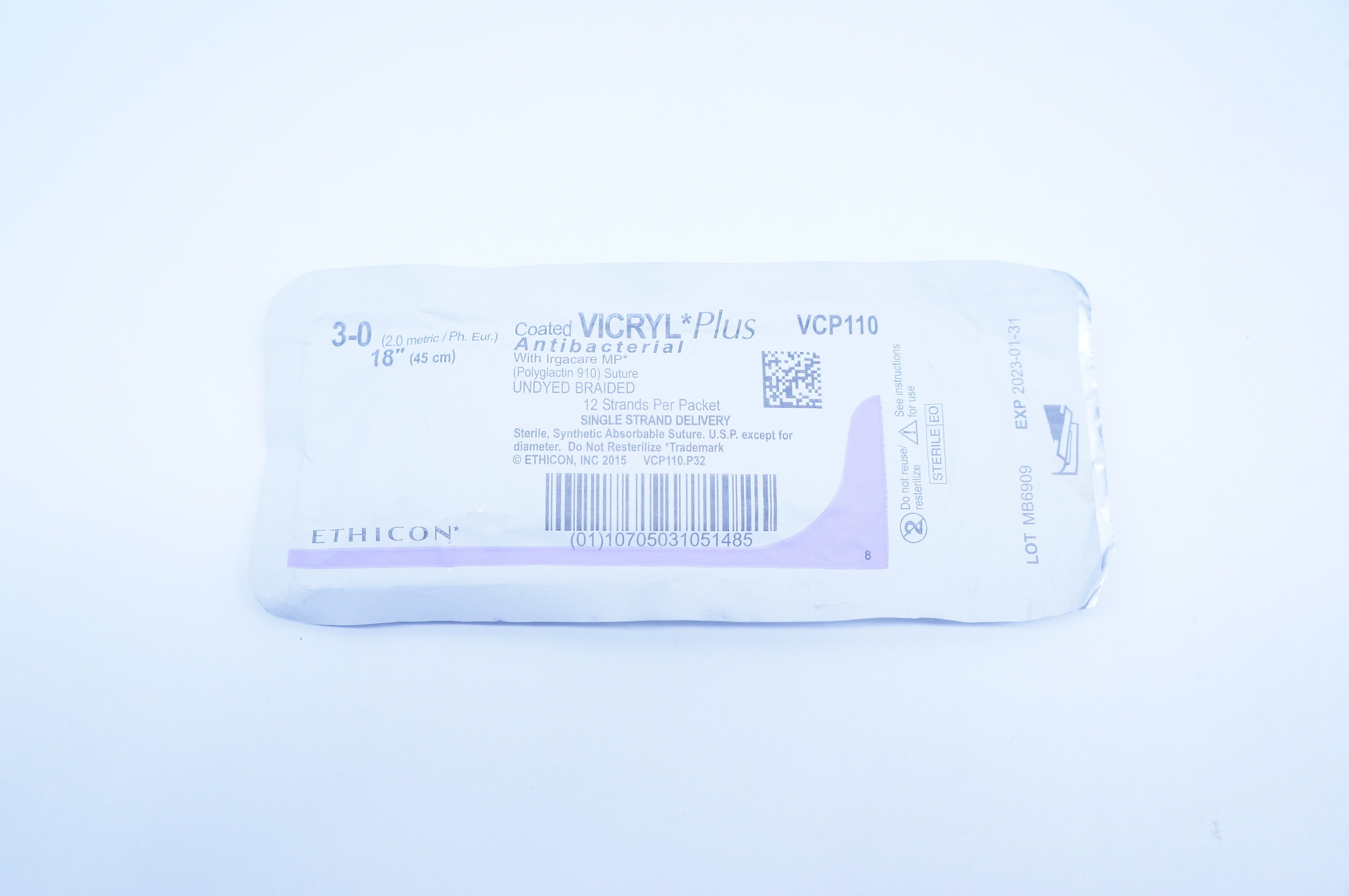 Ethicon VCP110 3-0 VICRYL Plus, 18inch