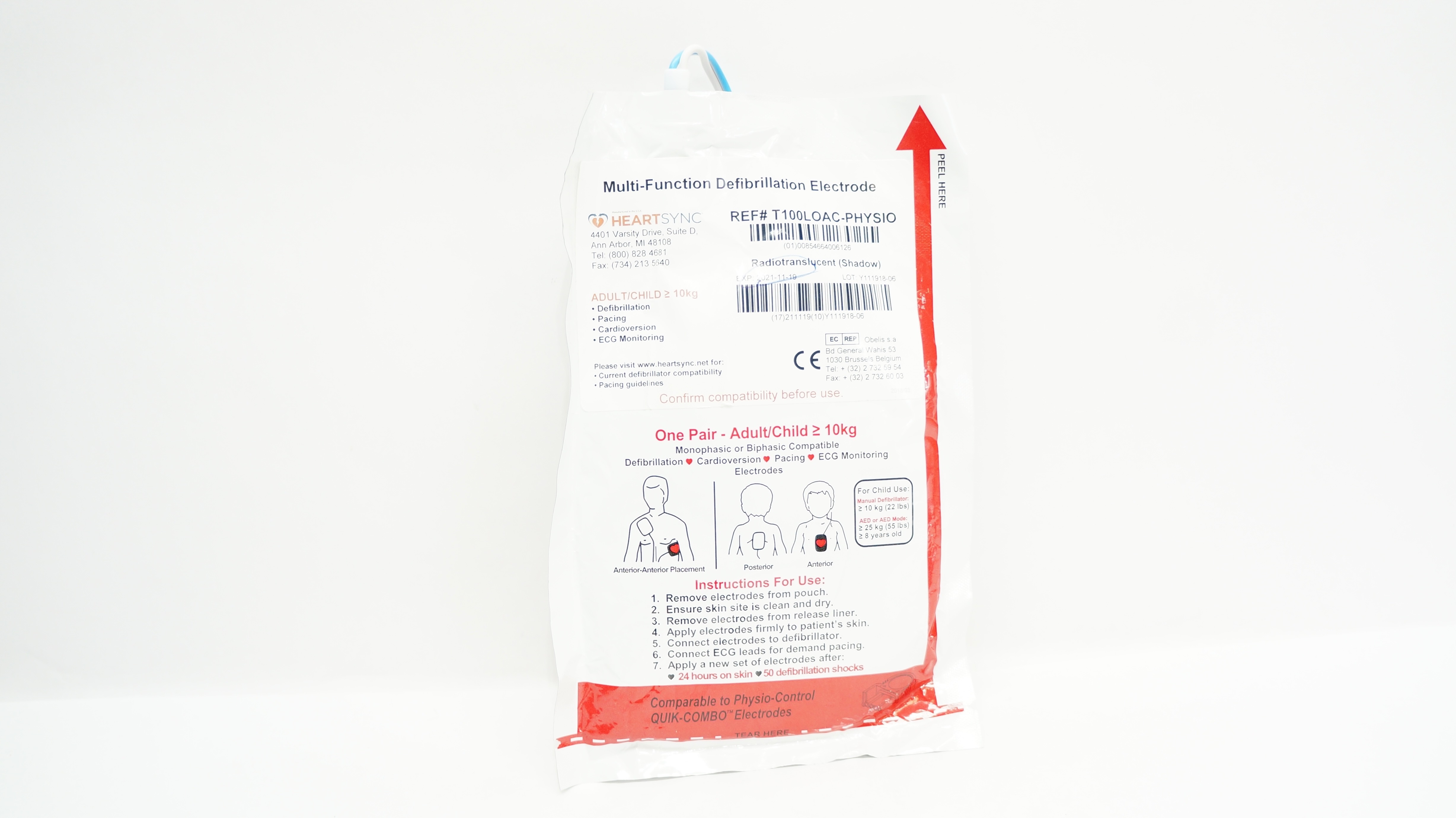 HeartSync T100LOAC-PHYSIO Multi-Function Defibrillation Electrode ≥22lbs (x)