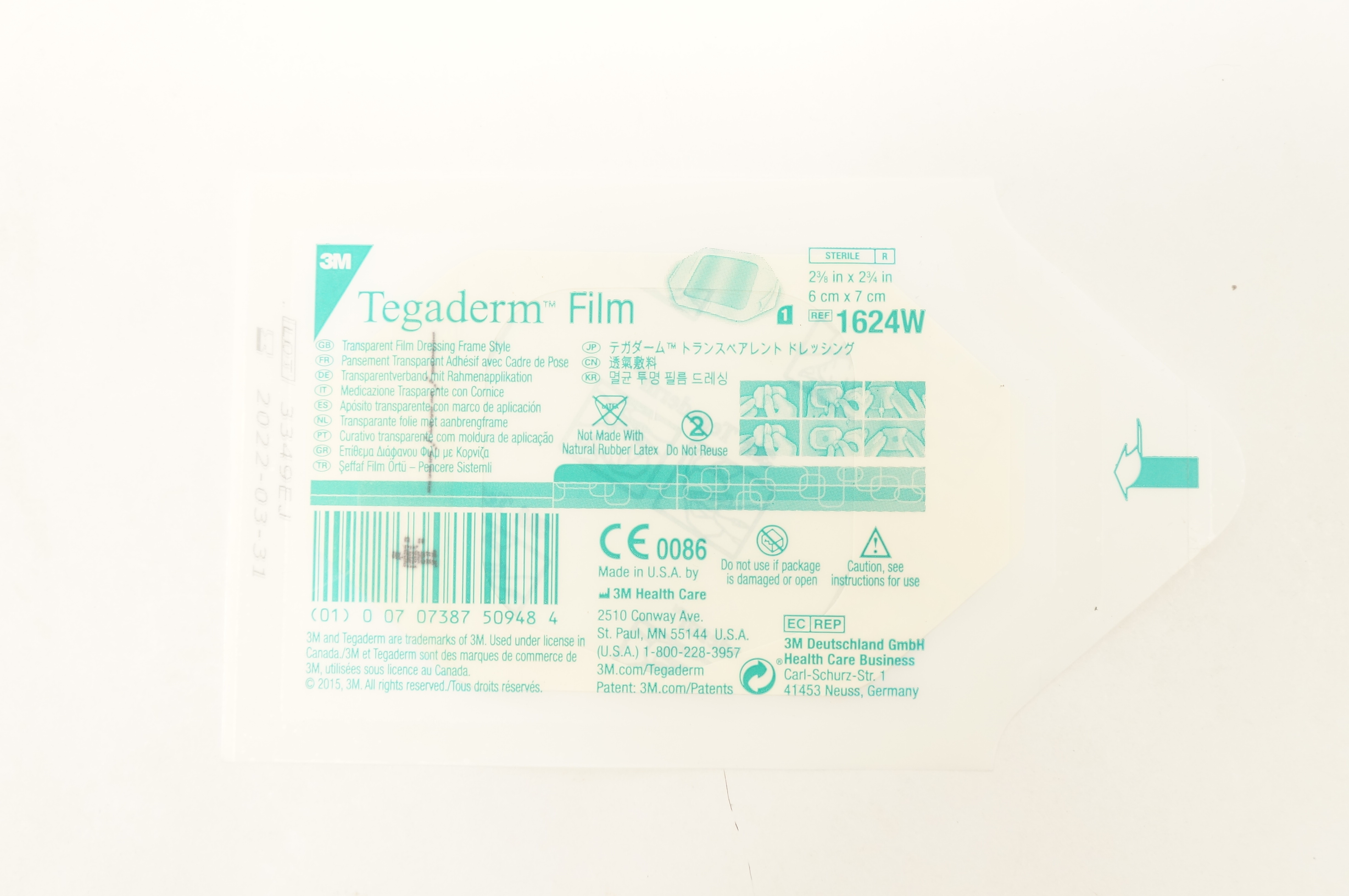 3M 1624W Tegaderm Transparent Film Dressinf Frame Style 2 3/8 x 2 3/4 inch