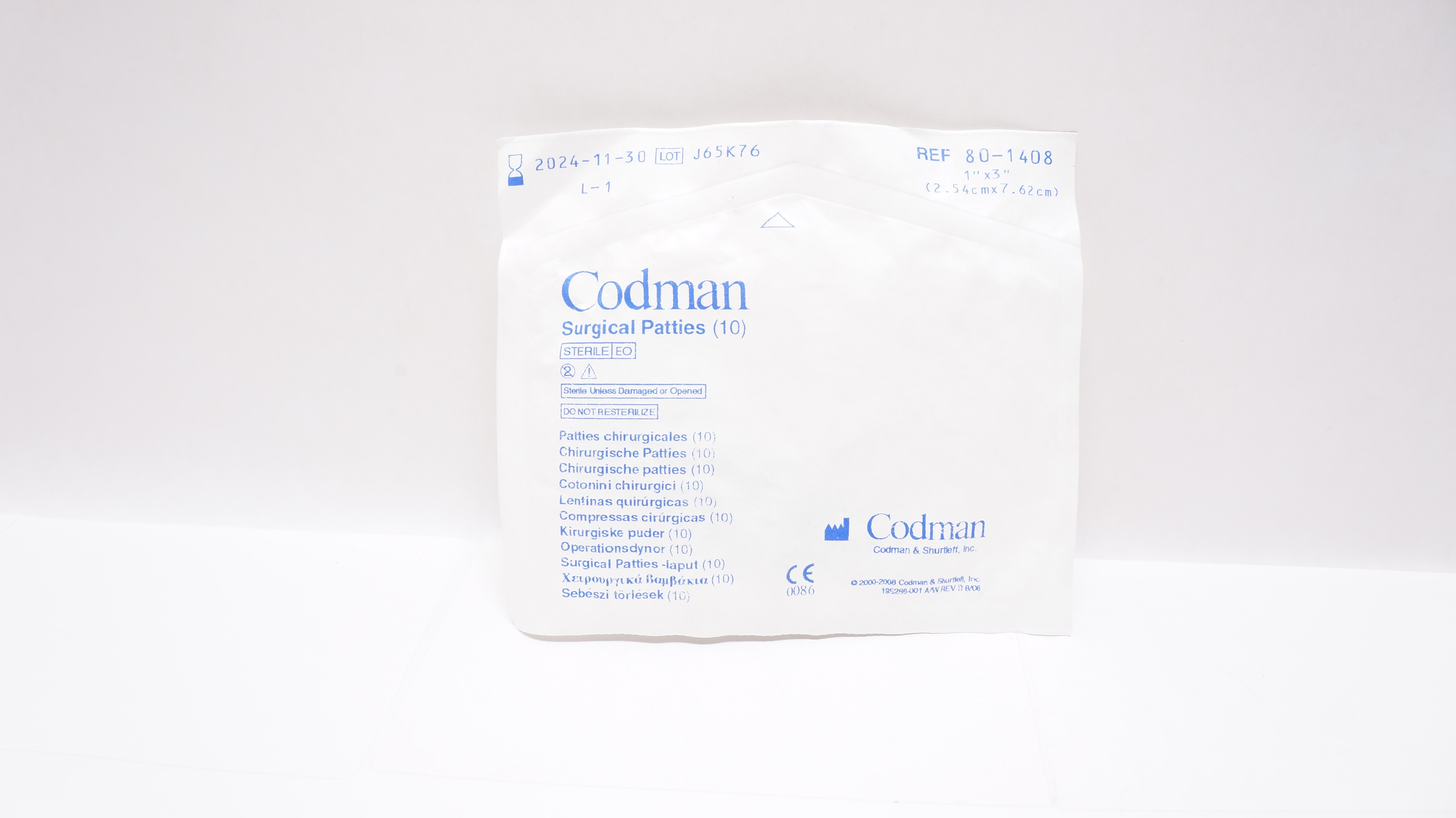 Codman 80-1408 Surgical Patties 1 inch x 3inch - Pack of 10
