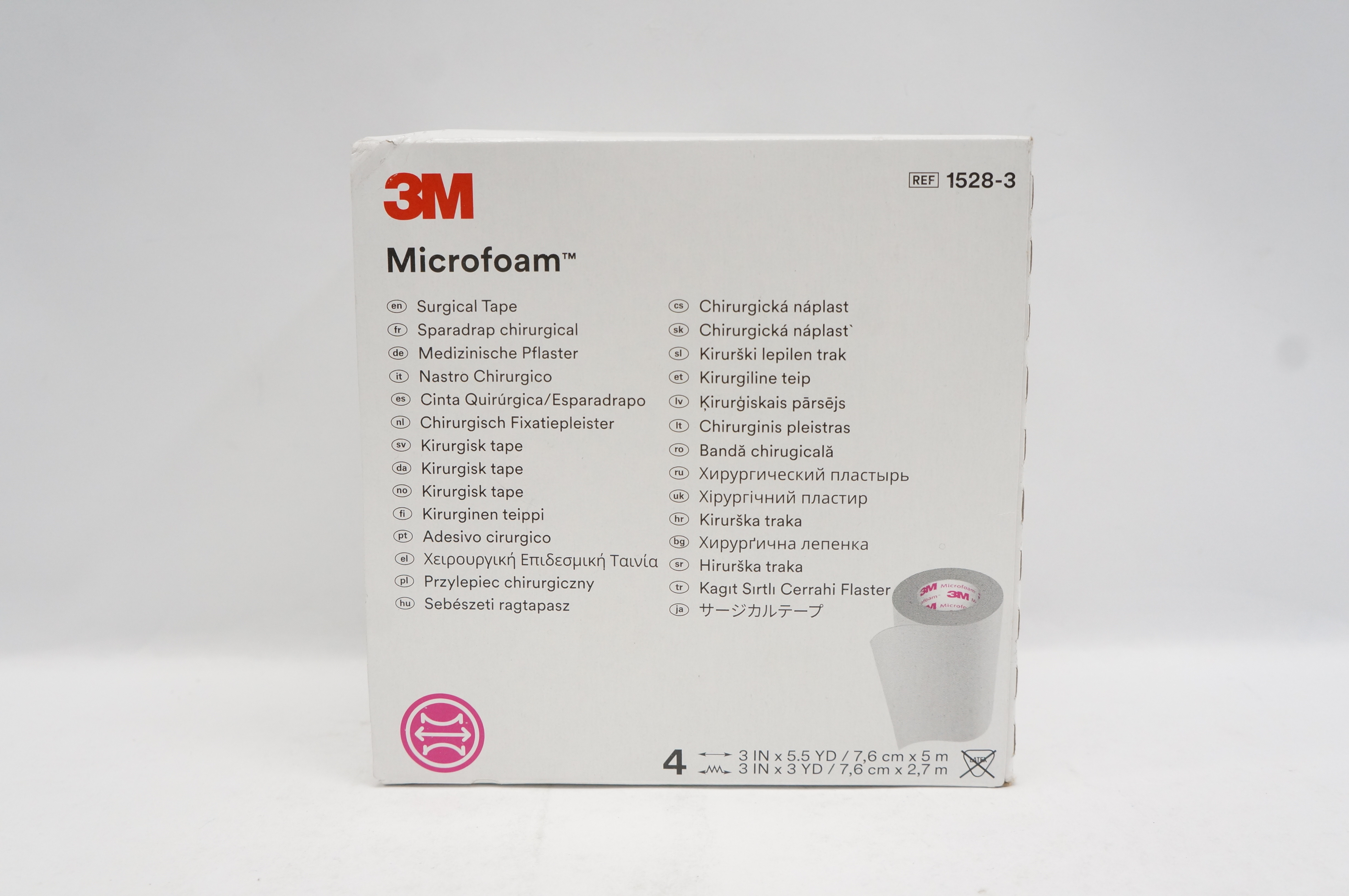 3M 1528-3 Microfoam Surgical Tape 3inch x 3yd - Box of 4