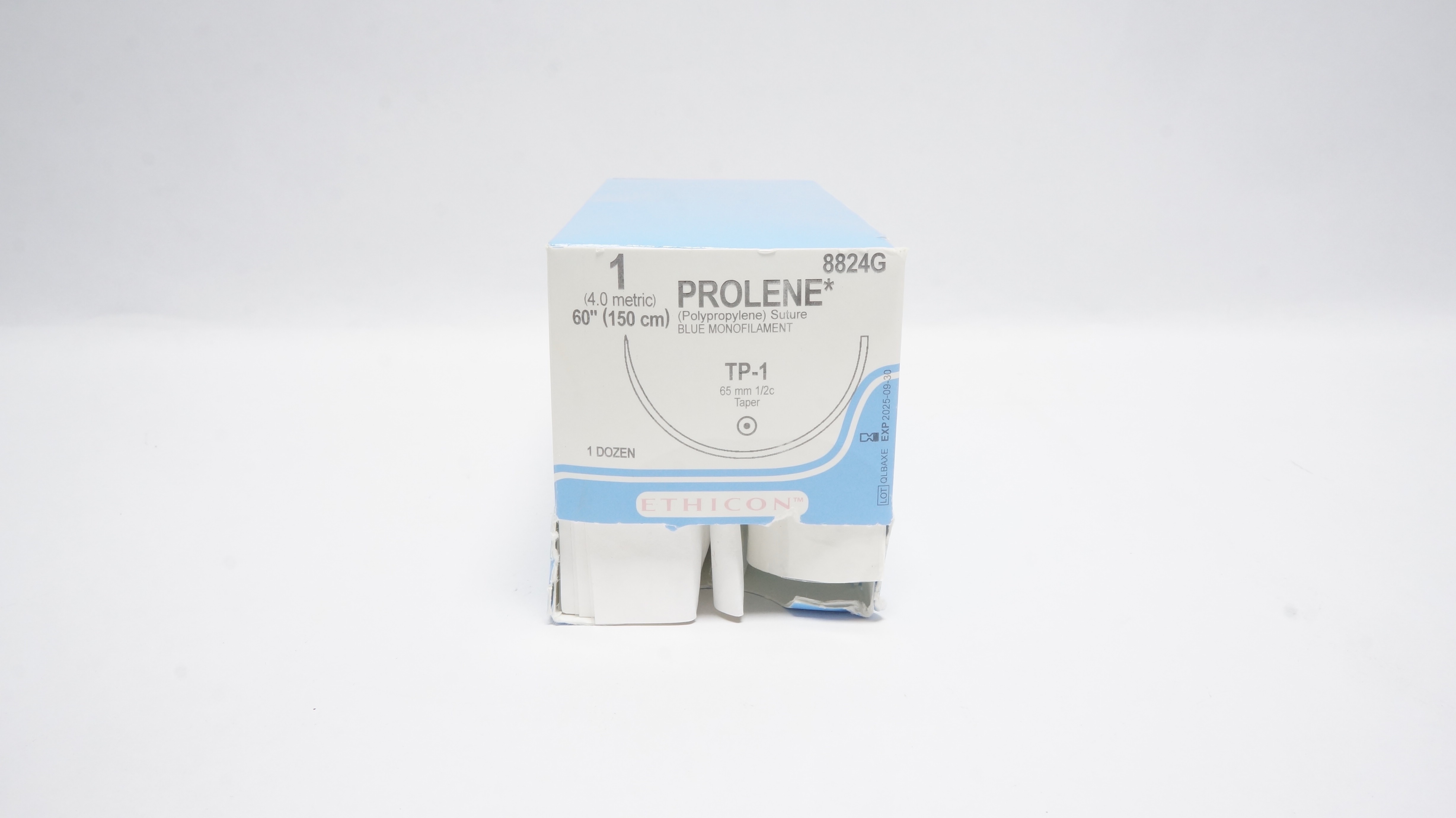 Ethicon 8824G 1 PROLENE, Blue Monofilament, TP-1, 65mm 1/2c, 60in - Box of 7 (x)