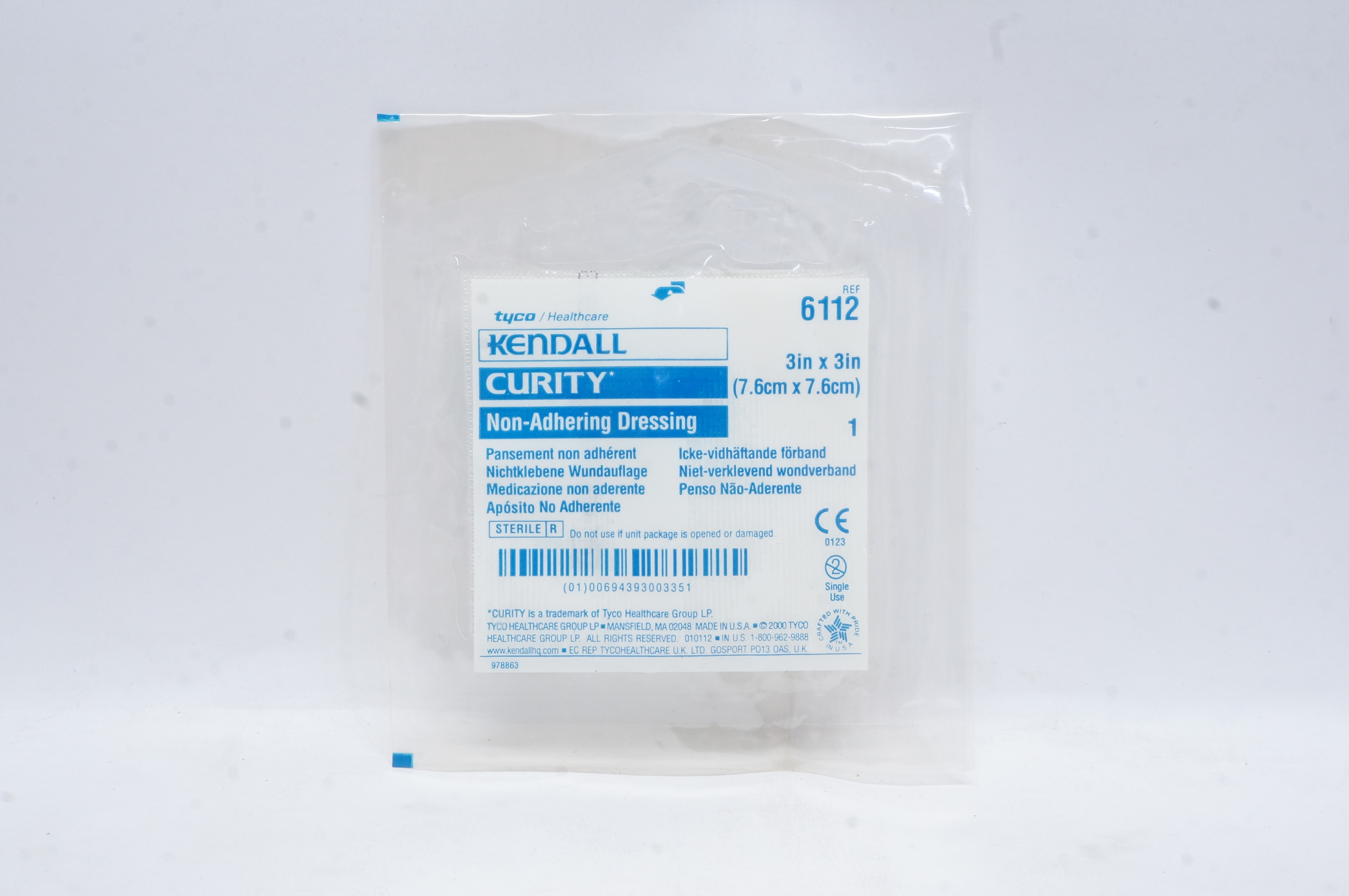Tyco 6112 Kendall Curity Non-Adhering Dressing 3inch x 3inch (x)