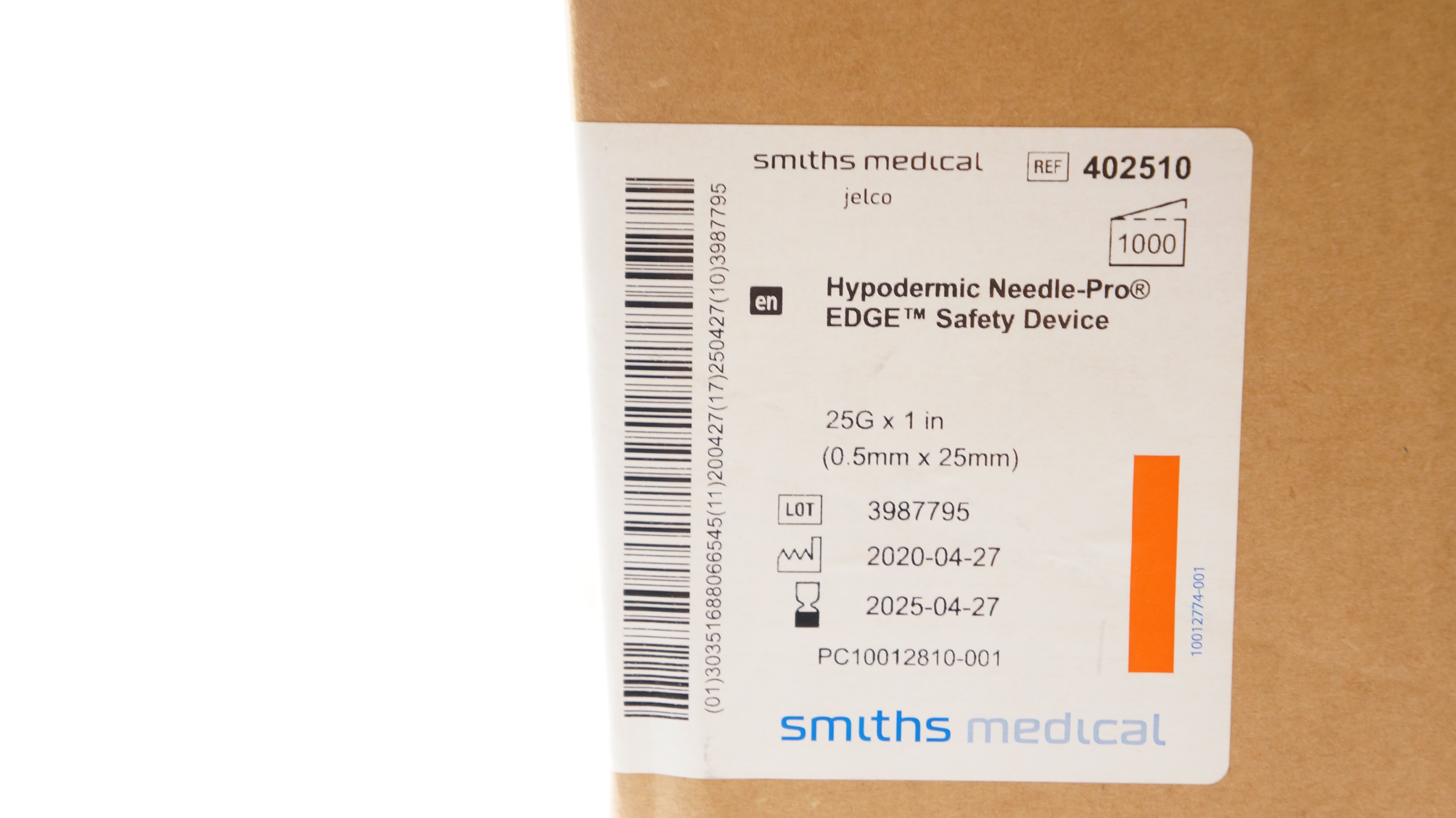 Smiths Medical 402510 Needle-Pro EDGE Safety Device 25G x 1inch - Box of 1000