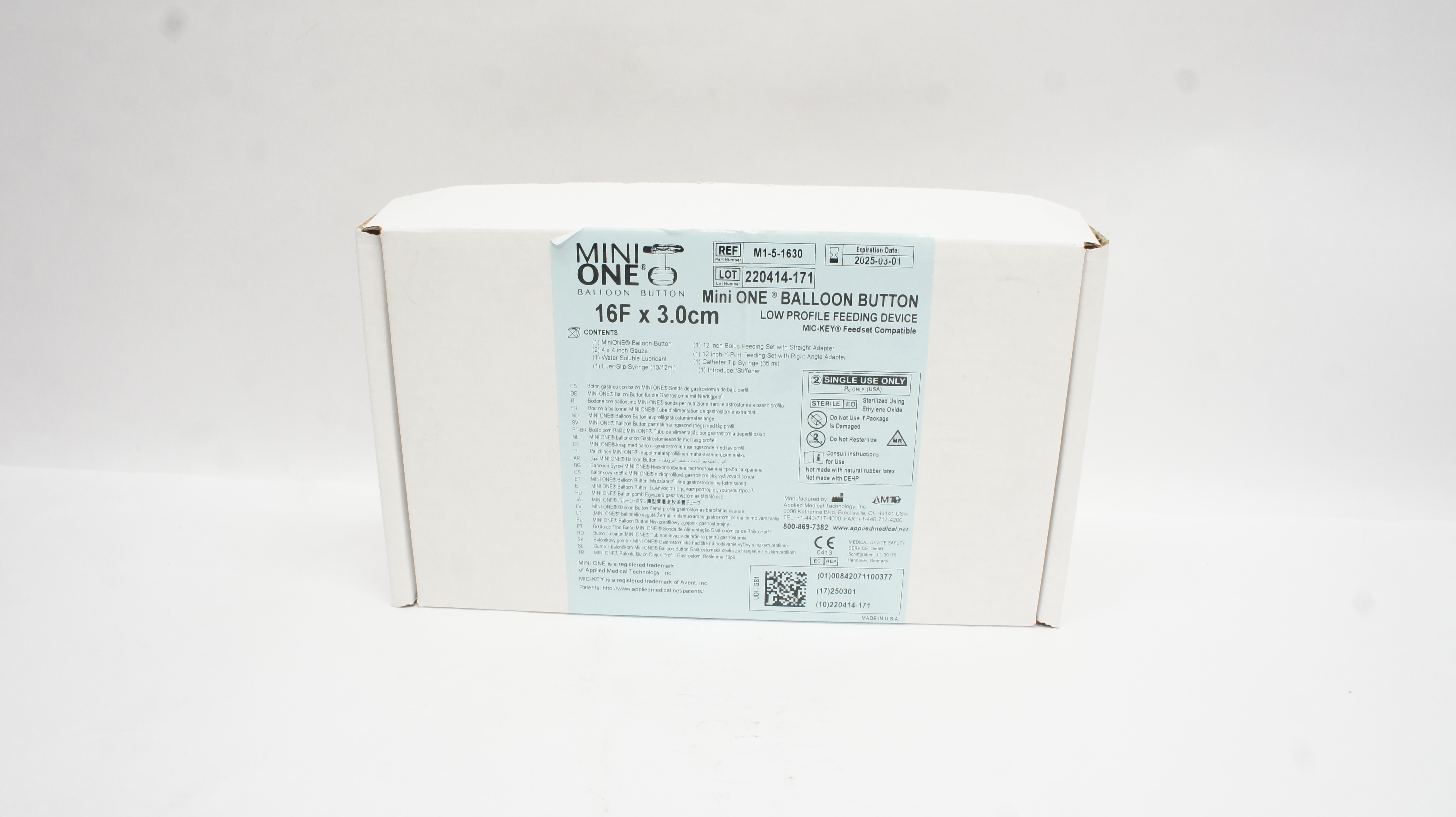 Applied Medical M1-5-1630 Mini One Balloon Button Feeding Device 16F x 3.0cm