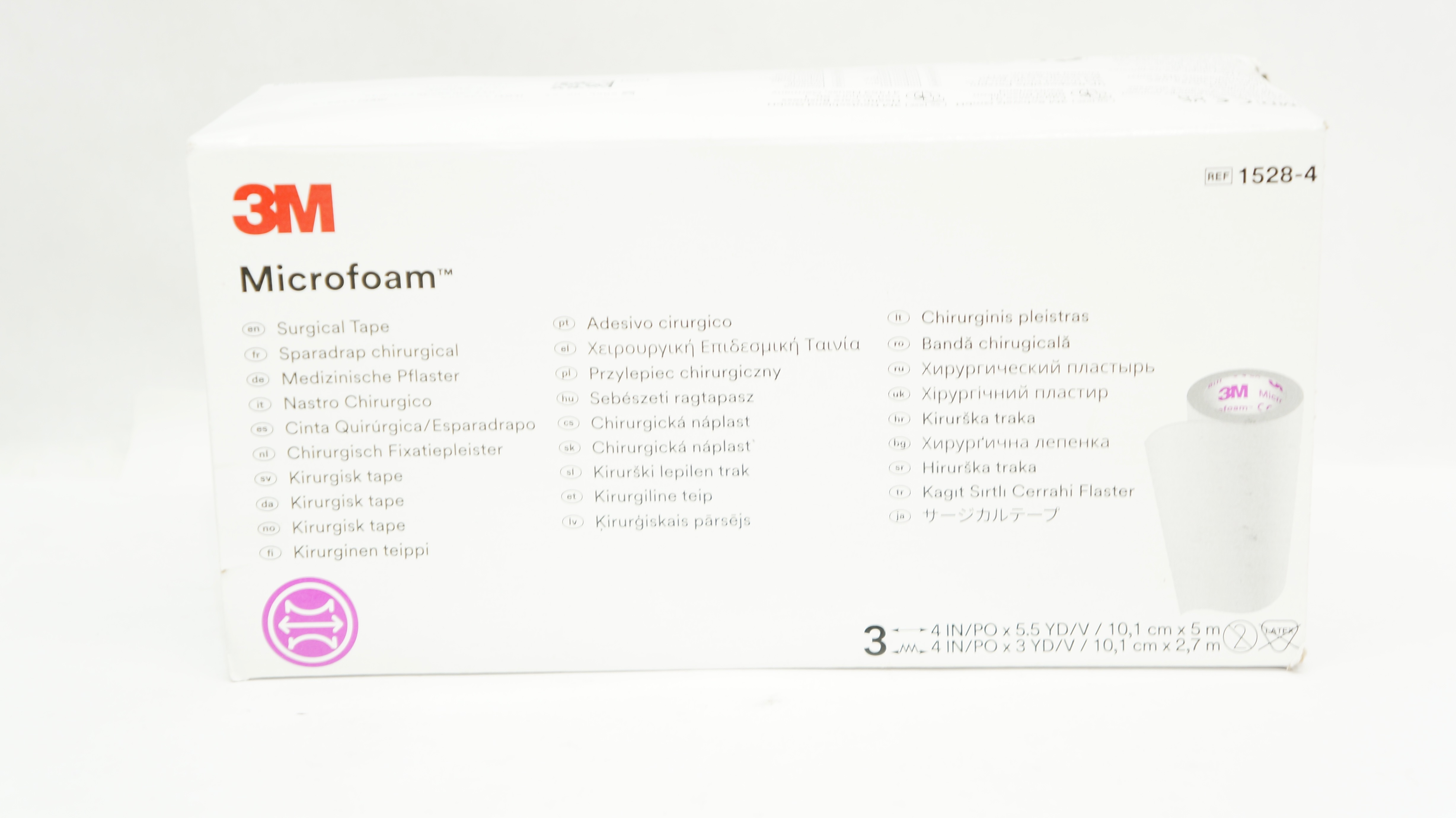3M 1528-4 Microfoam Surgical Tape 4 inch x 5.5yd 4 inch x 3yd - Box of 3