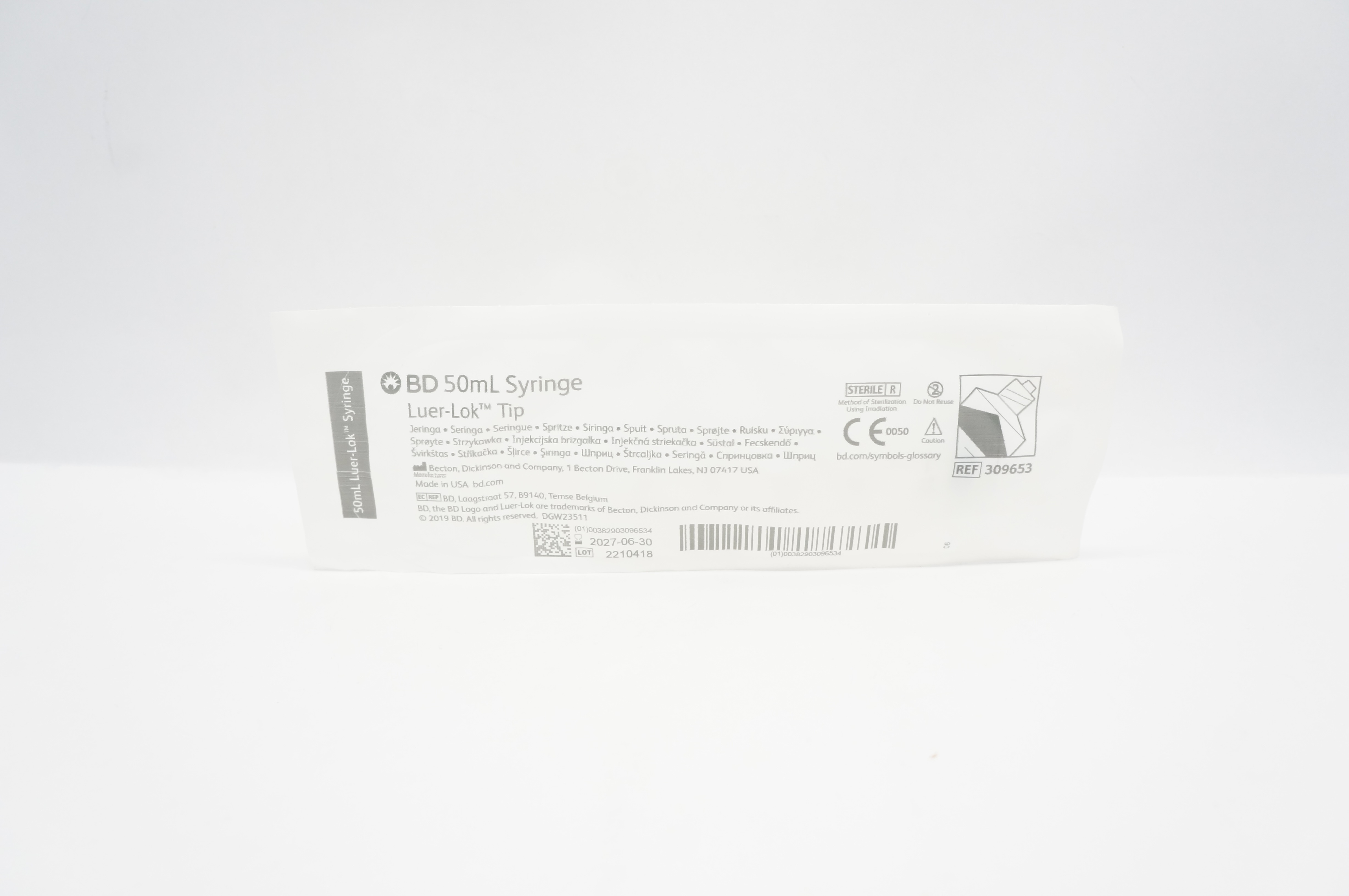 BD 309653 50ml Syringe Luer-Lok Tip