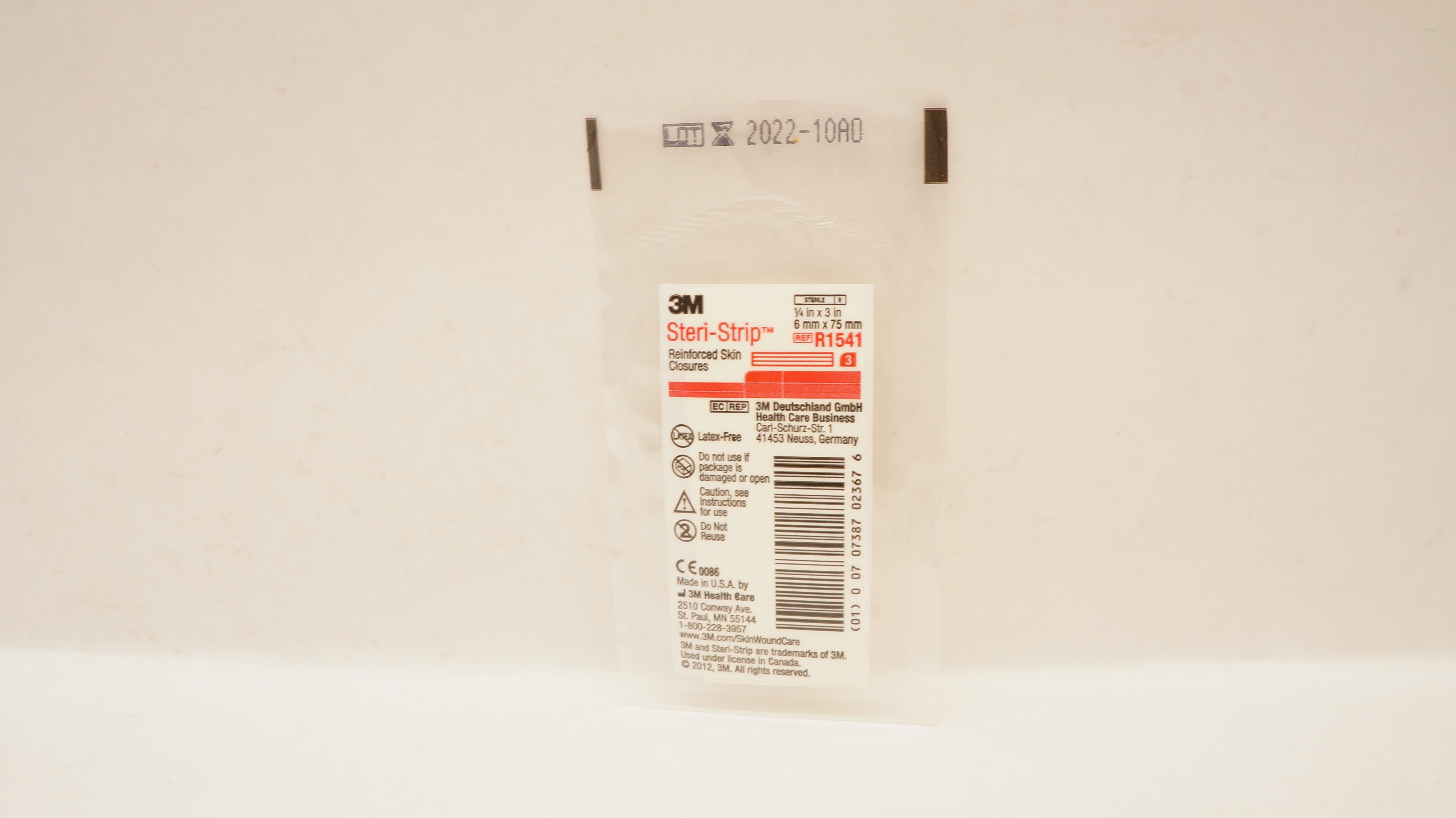 3M R1541 Steri-Strip Reinforced Skin Closures 1/4inch x 3inch (x) - Pack of 3