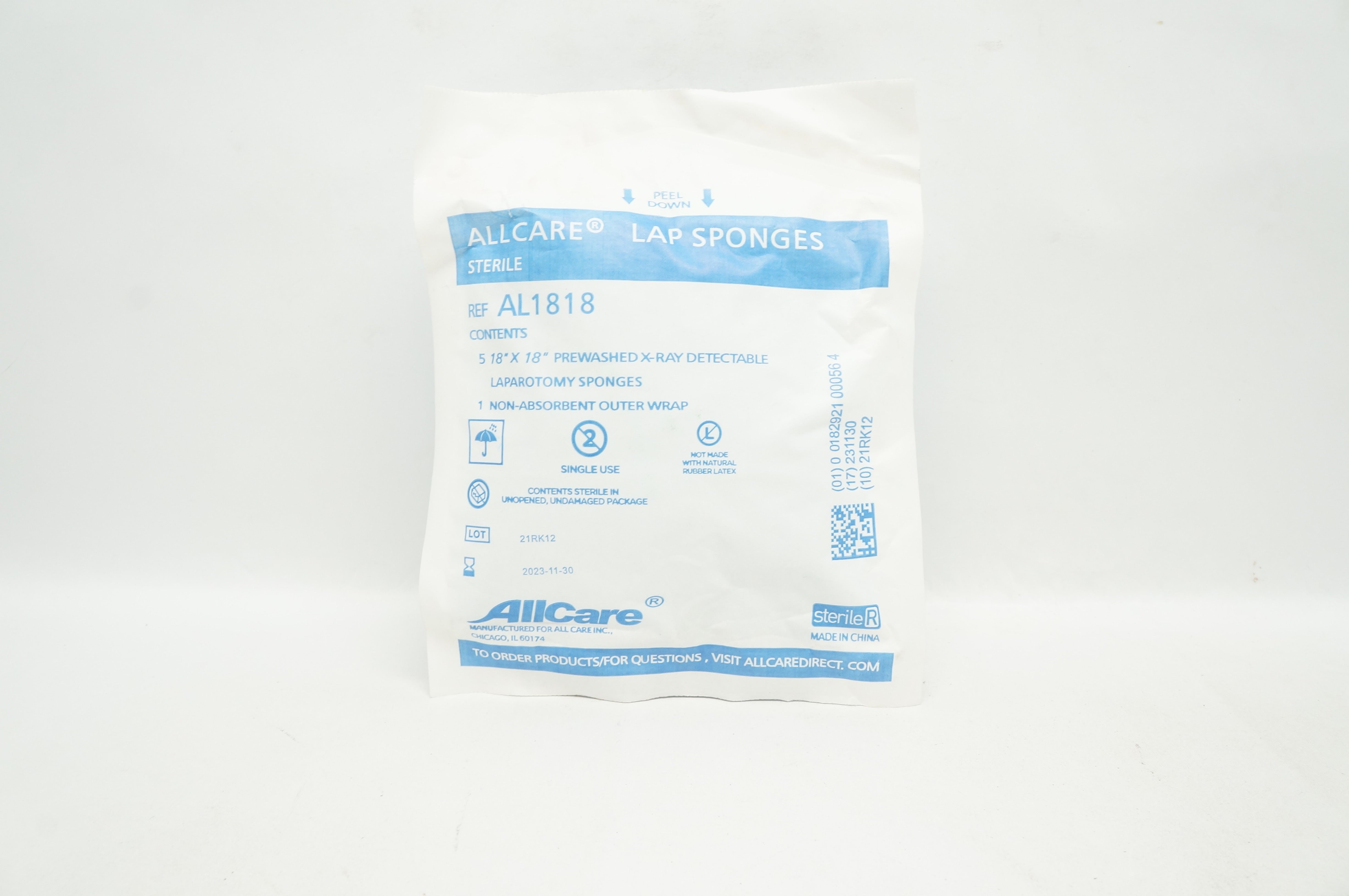 AllCare AL1818 Lap Sponges  18inch  x 18inch