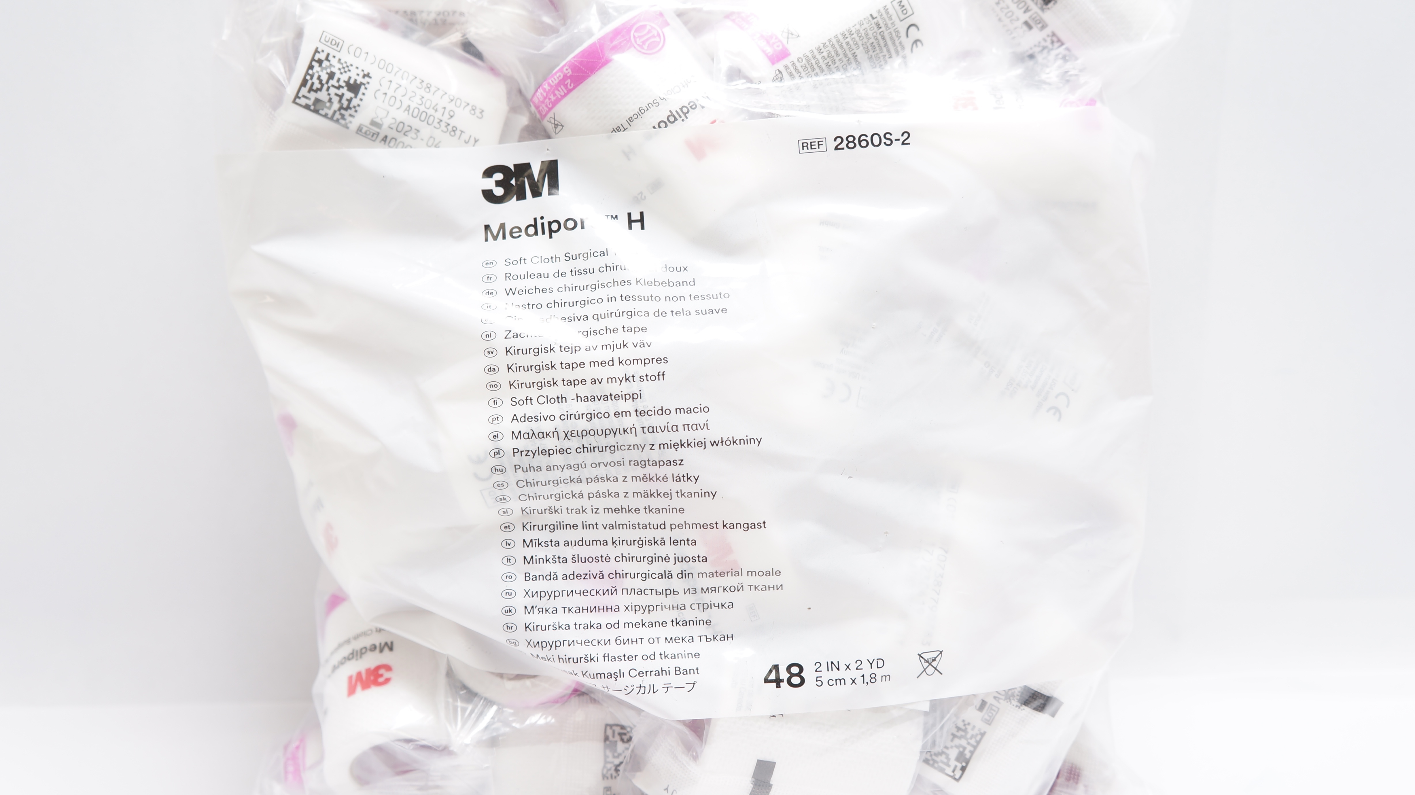 3M 2860S-2 Medipore H Soft Cloth Surgical Tape 2inch x 2Yd (x) - Pack of 48