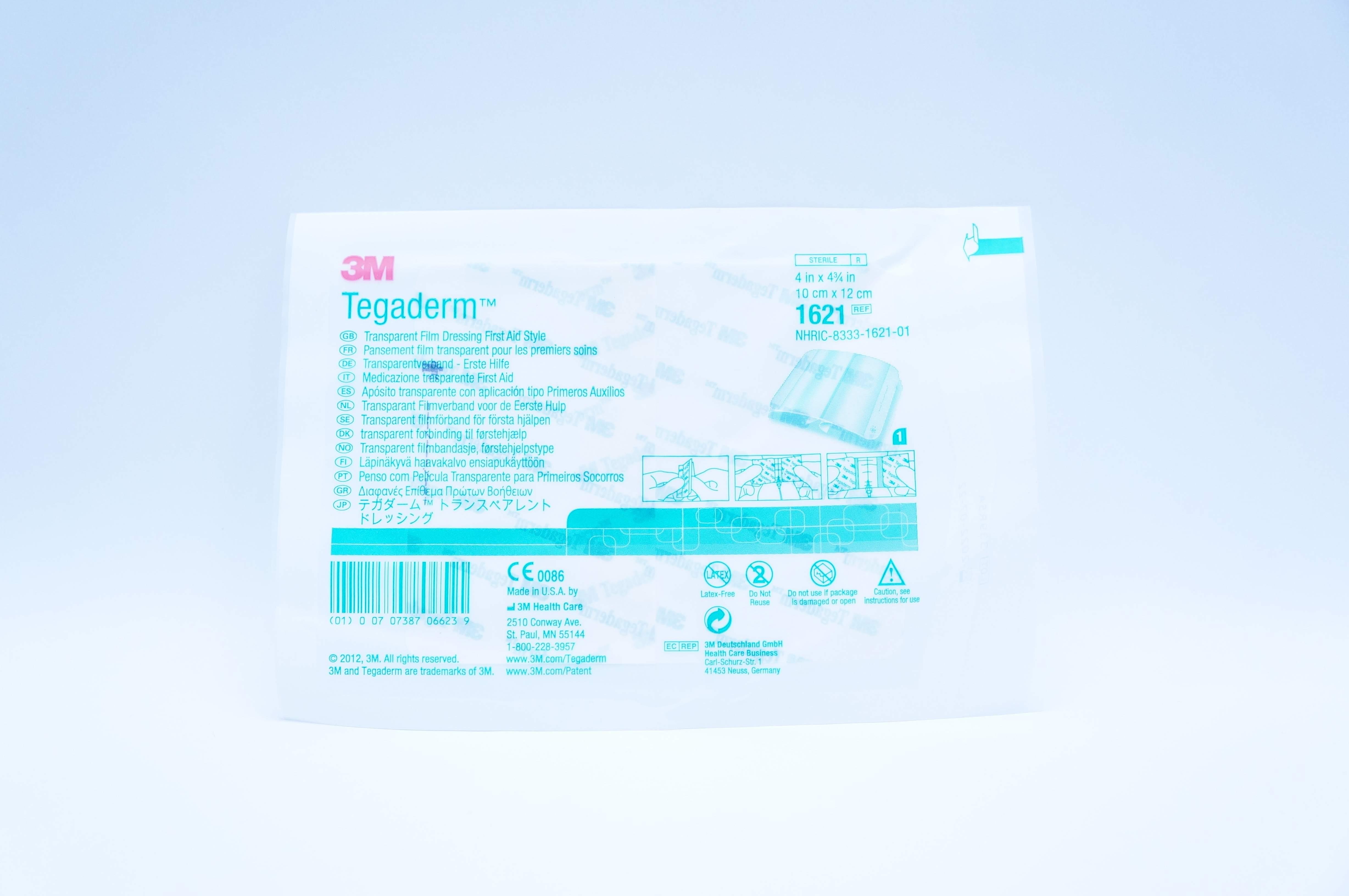 3M 1621 Tegaderm Transparent Film Dressing First Aid Style 4 inch x 4 3/4 inch