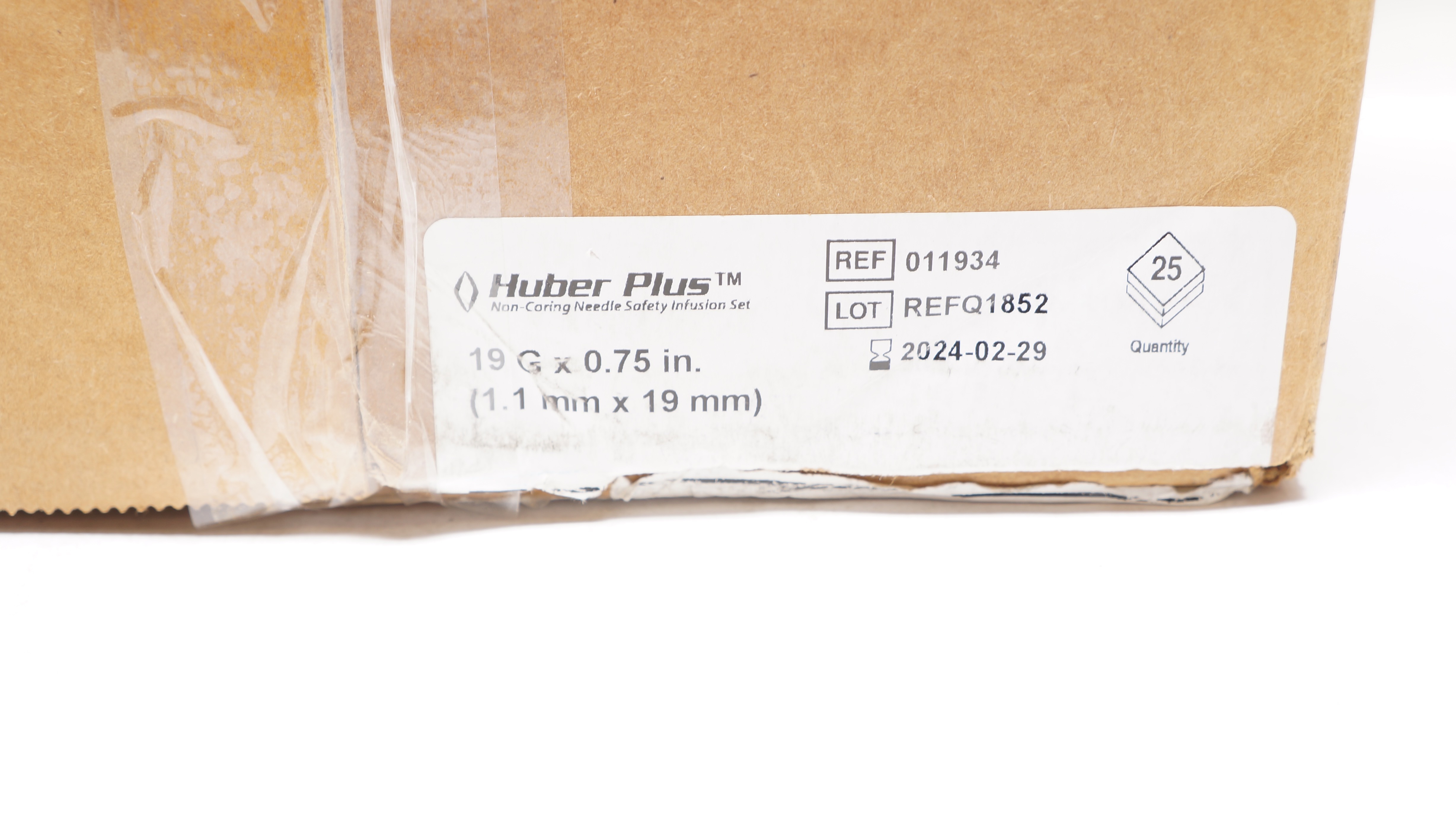 Bard 011934 Huber Plus Non-Coring Ndle Safety Infusion Set 19Gx0.75in.-Box of 25