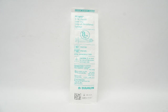 Braun 332150 Prefix 8ml Plastic Luer Slip Loss-of-Resistance Syringe