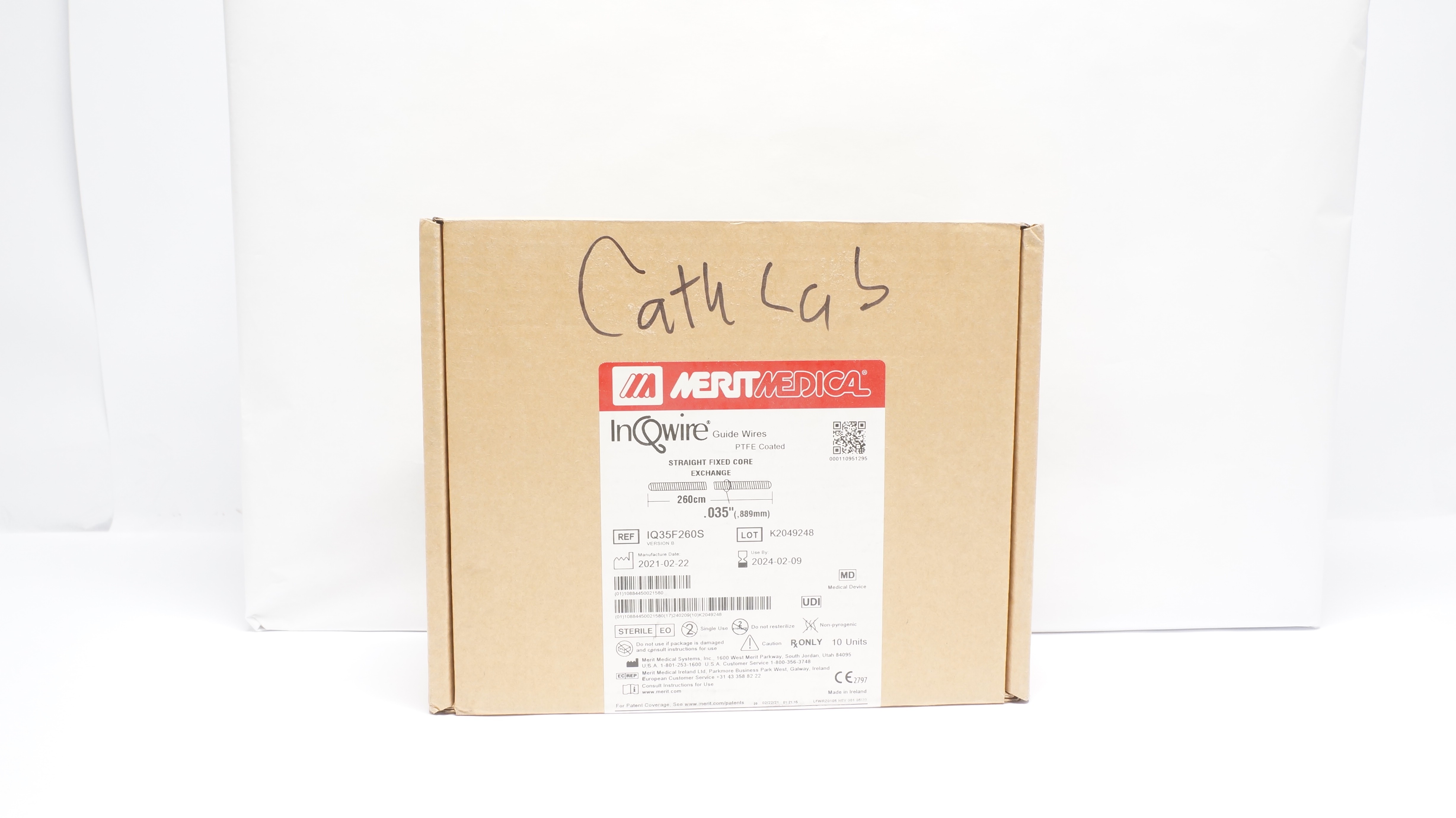 MeritMedical IQ35F260S InQwire Guide Wires PTFE Coated 260cm x035In-Box of 10(x)