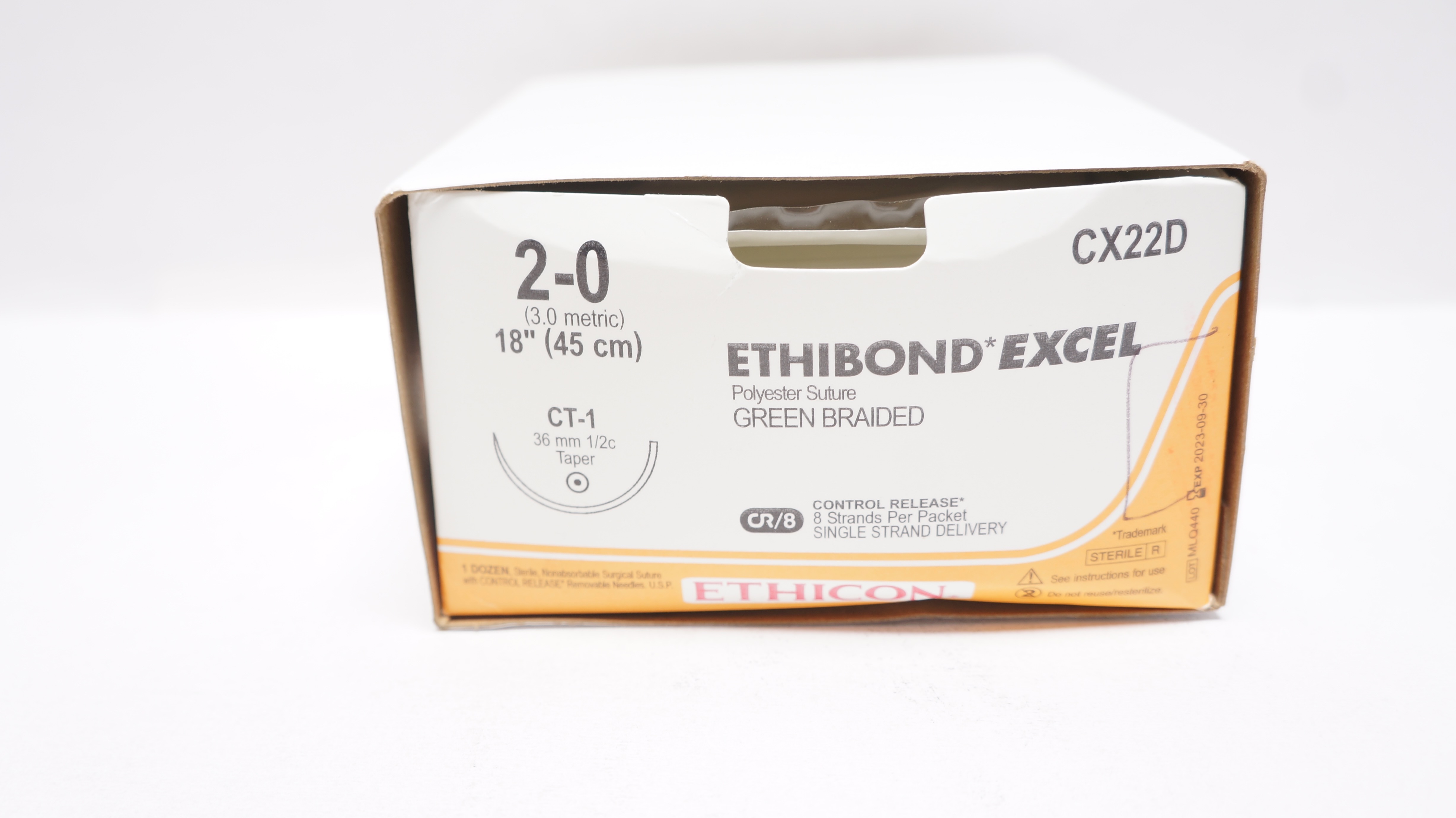Ethicon CX22D 2-0 ETHIBOND EXCEL CT-1 1/2 36mm 18inch (x) - Box of 12